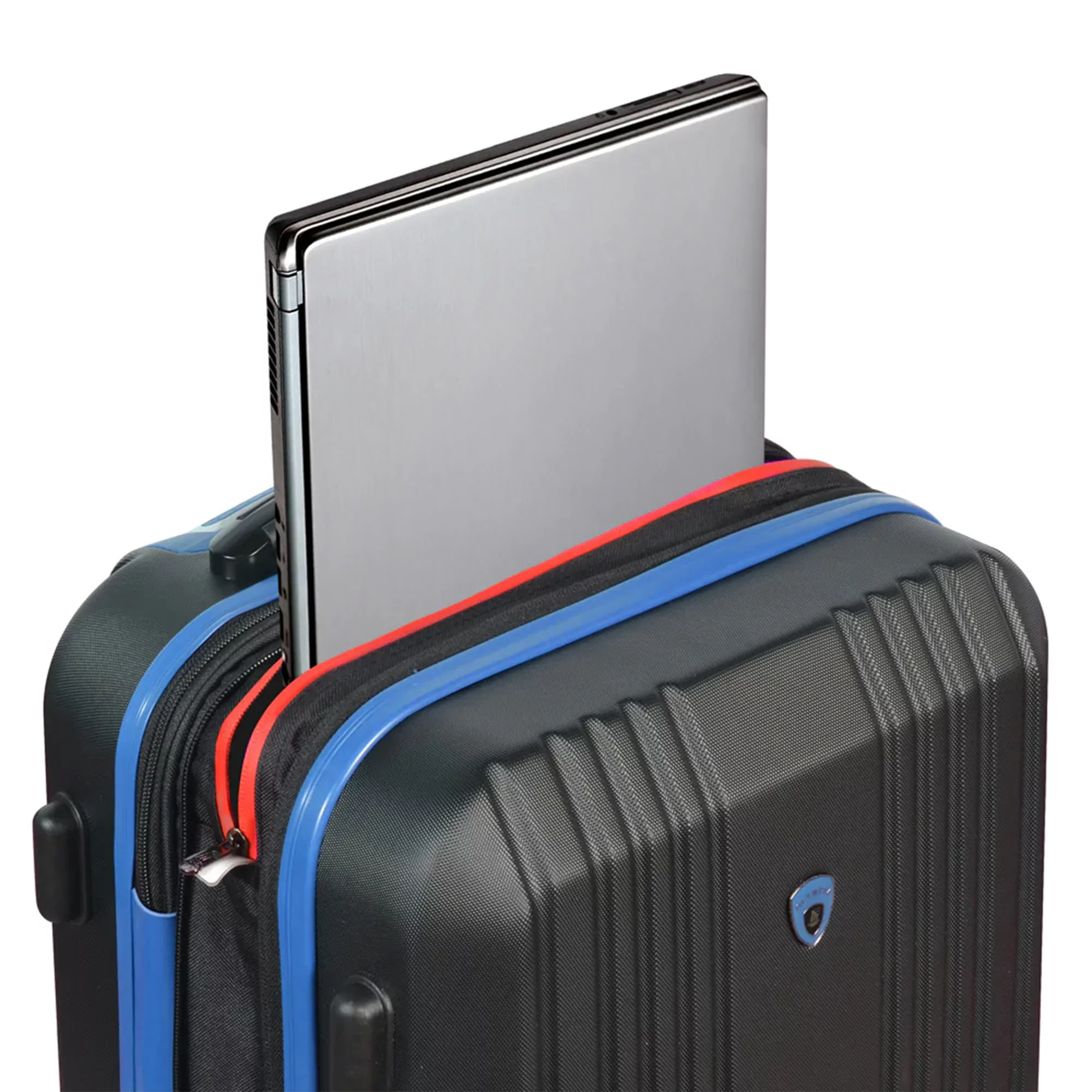 Olympia U.S.A. Apache Expandable Hardside Carry-On Luggage Spinner Suitcase with Laptop Compartment, Black/Blue