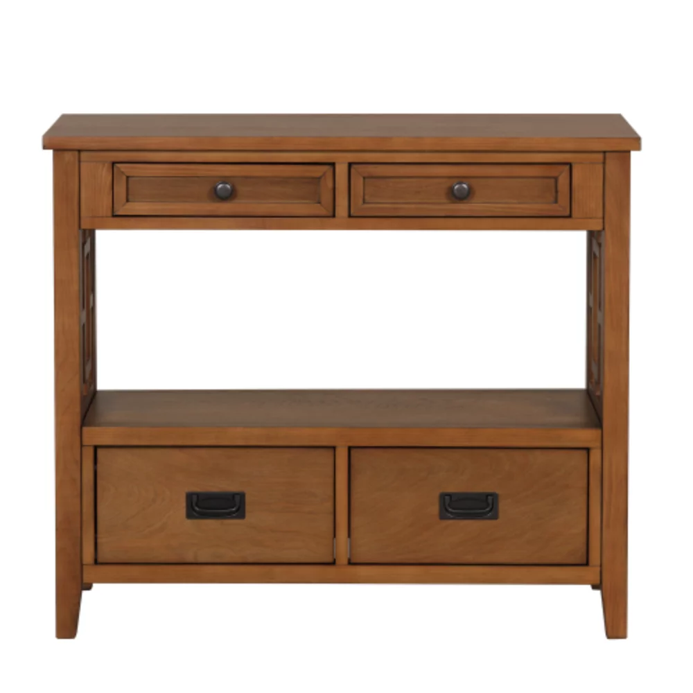 36'' Farmhouse Pine Wood Console Table Entry Sofa Table with 4 Drawers & 1 Storage Shelf for Entryway Living Room Bedroom Hallway Kitchen (Brown) - Curated Treasures Market