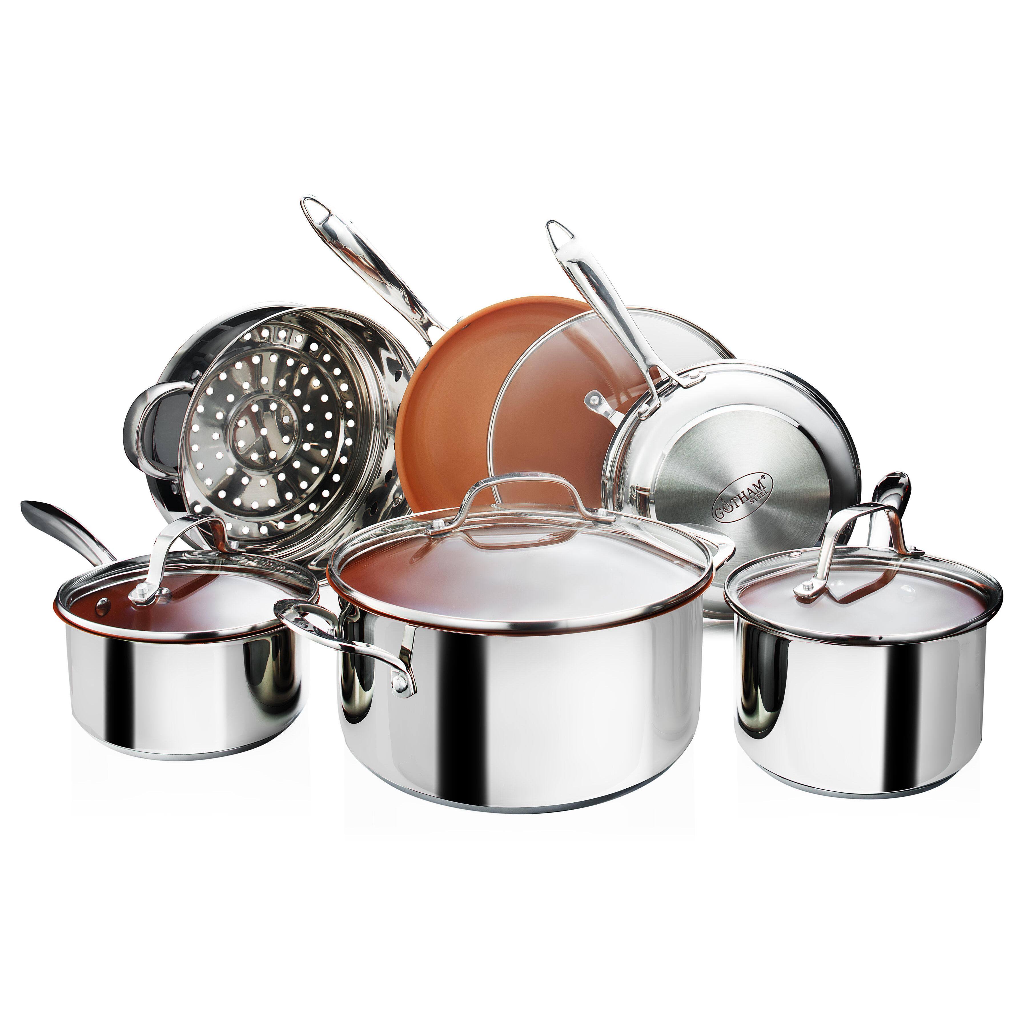 Gotham Steel - 10-Piece Cookware Set - Stainless Steel