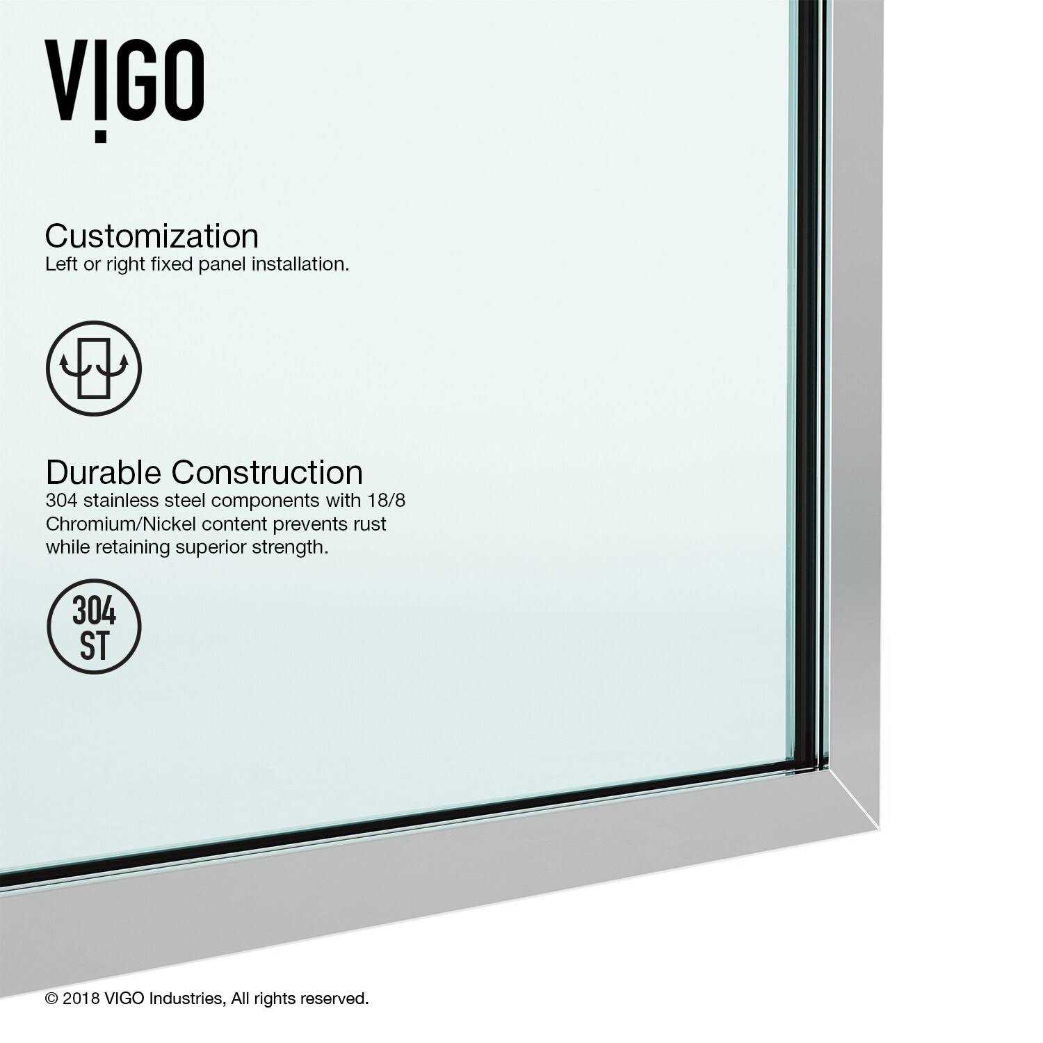 Vigo VG6075CHCL3474 Zenith 34 x 74 inch Frameless Fixed Glass Shower Screen - Shop Hardware Tools Online Store