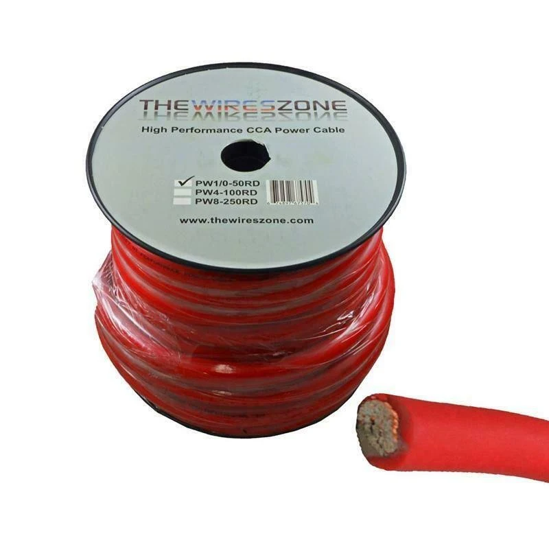 1/0 AWG 0 Gauge 50 Feet High Performance Flexi Amp Power/Ground Cable Wire Red