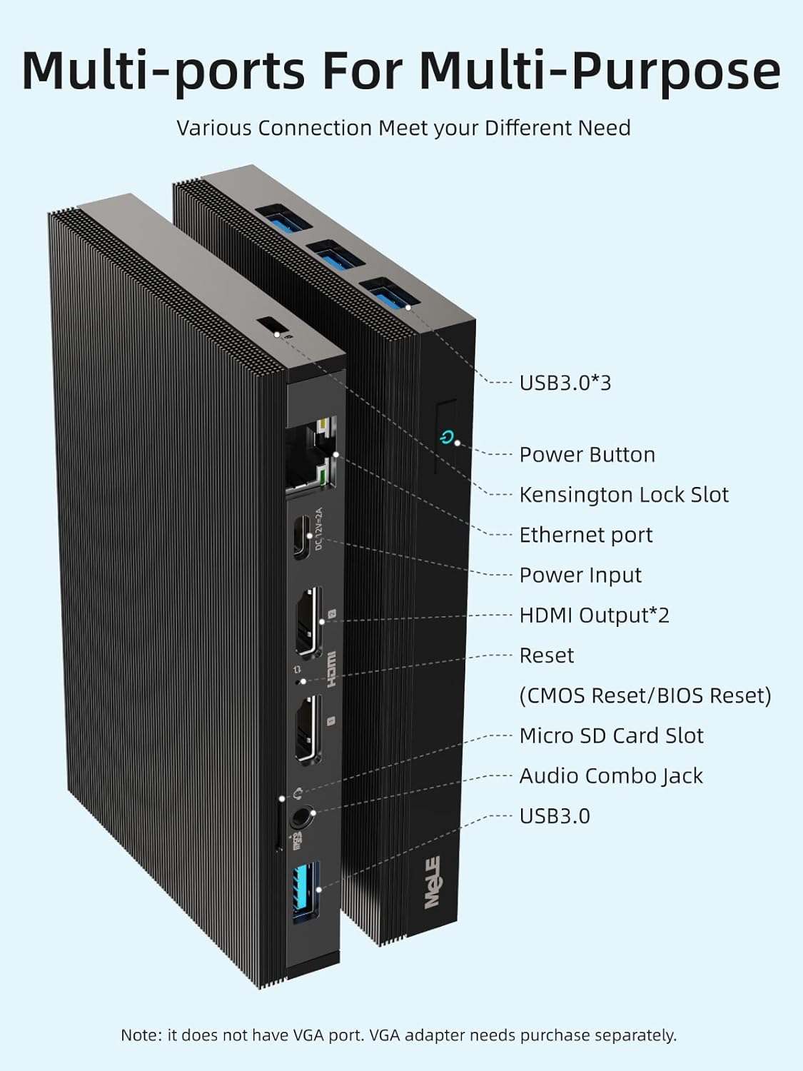 MeLE Mini PC Quieter2Q Fanless Windows 11 Pro Portable Desktop Micro Computer J4125 8G 256GB 4K Dual HDMI Gigabit Ethernet Small Form Factor pc for Home Office School Business Media Industry IoT Etc.