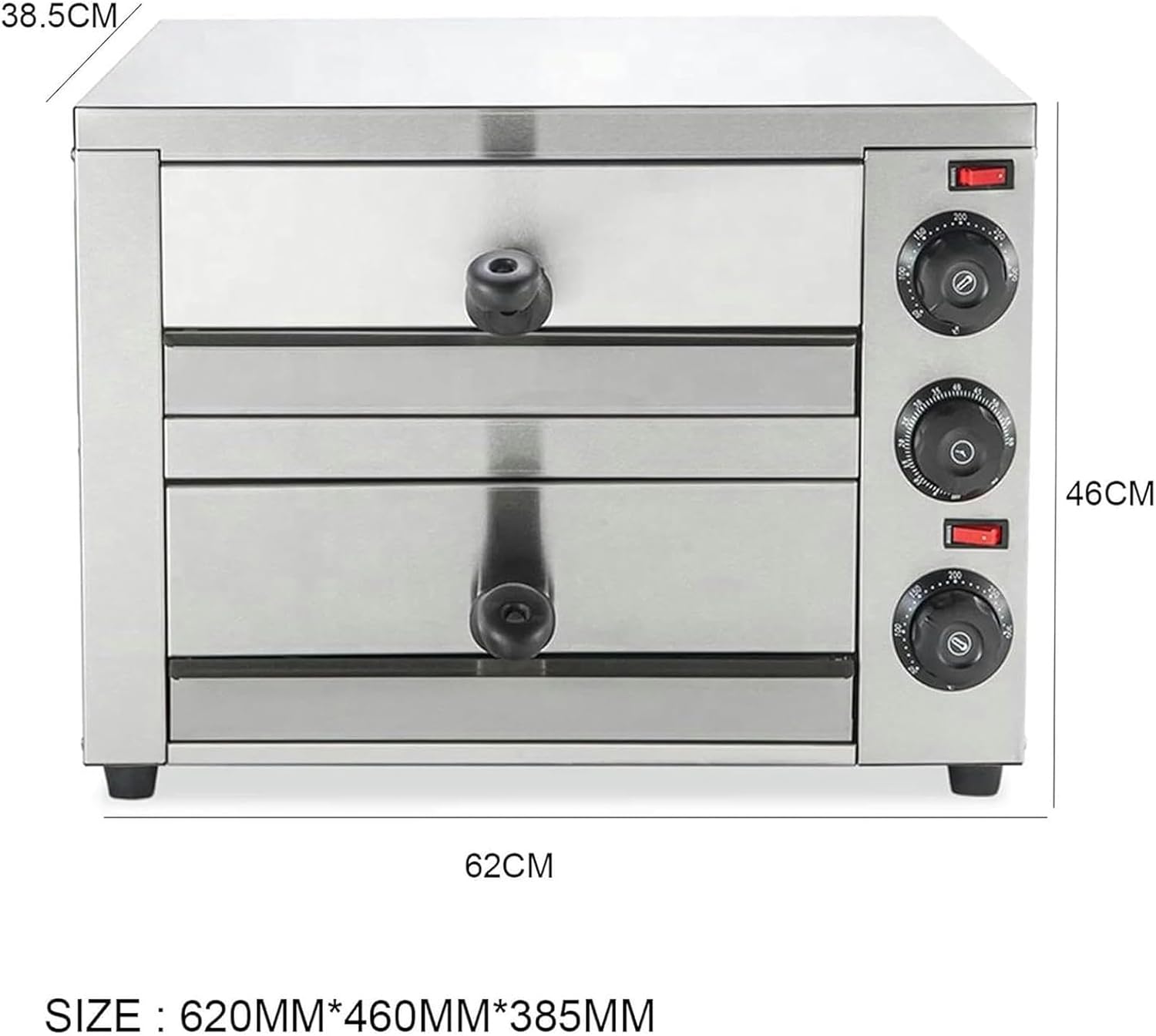 Countertop Pizza Oven Electric Indoor Pizza Oven Commercial Stainless Steel 2-Layers Pizza Cooker with Timer for Home Restaurant