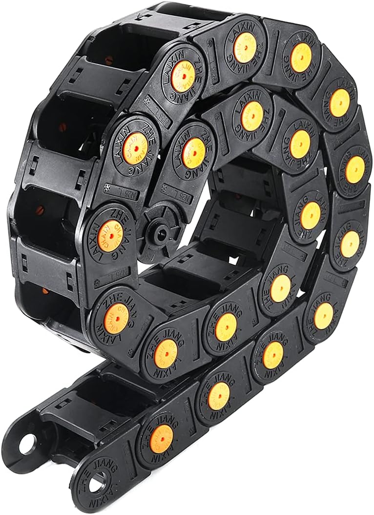 Fielect Drag Chain Cable Carrier Open Type with End Connectors R100 35X100mm 1 Meter Plastic for Electrical CNC Router Machines Black 1Pcs