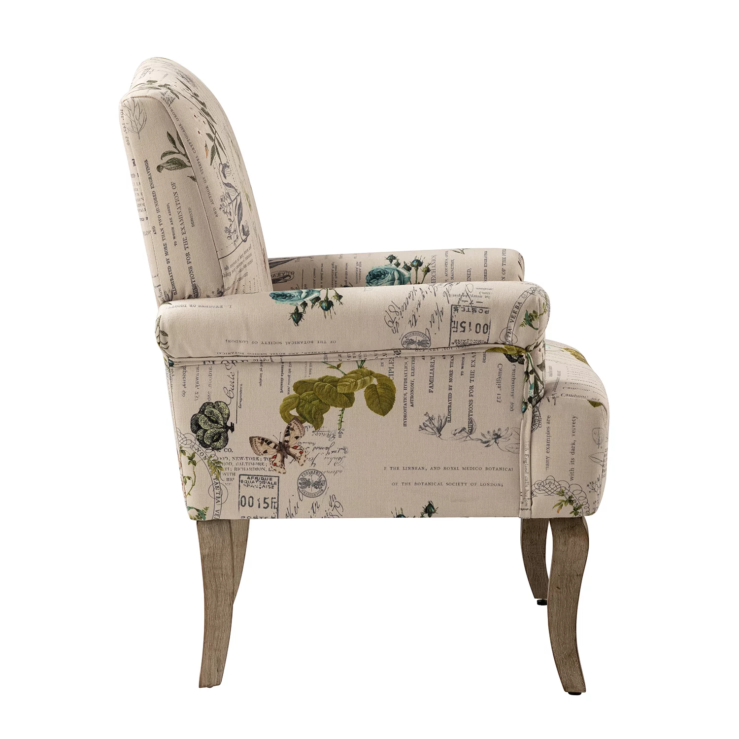 Upholstered Armchair Set of 2 with Unique Pattern & Retro Wooden Legs Adult, Floral