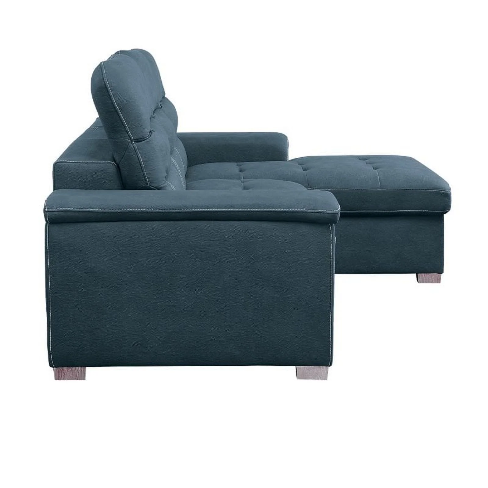 Lexicon Alfio Microfiber Sectional Sofa with Pull Out Bed in Blue