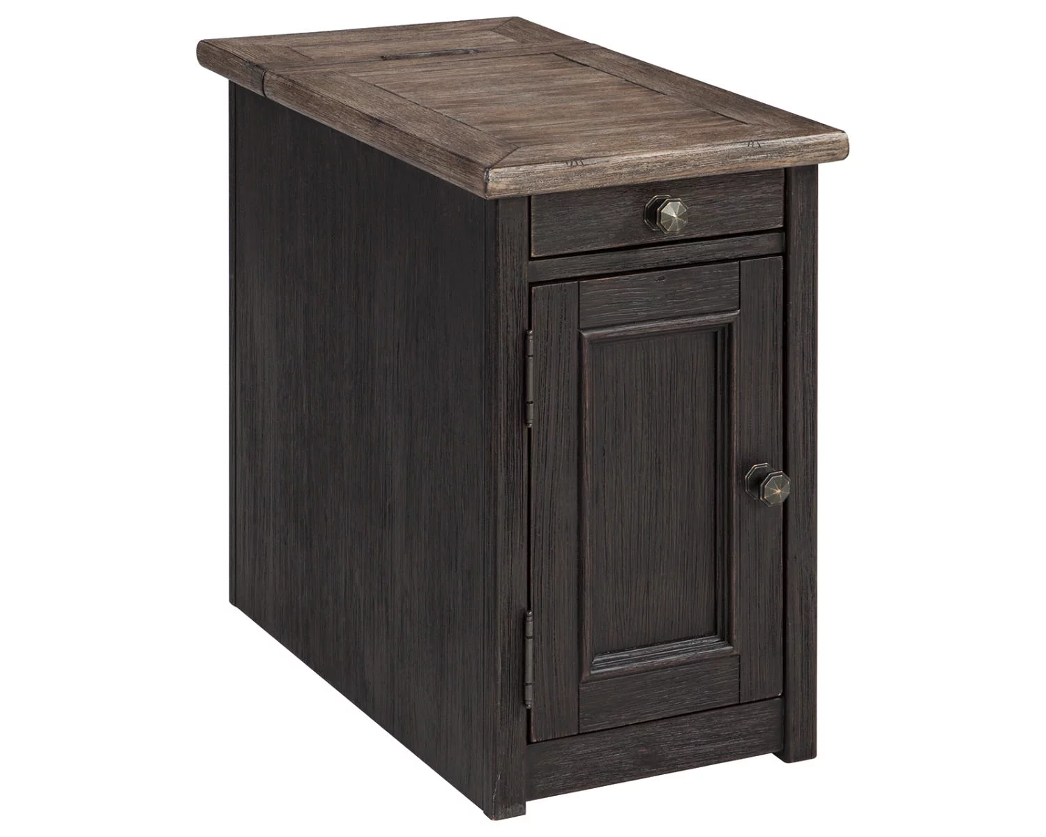 Signature Design by Ashley Casual Tyler Creek Chairside End Table with USB Ports & Outlets  Grayish Brown/Black
