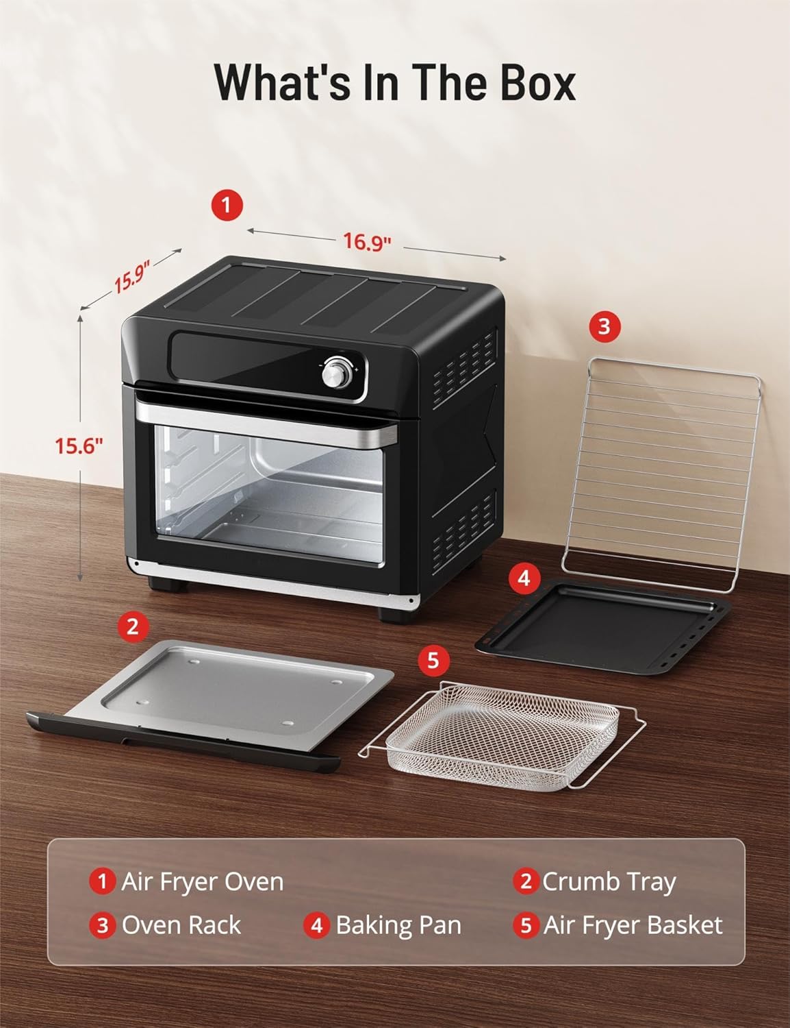 Air Fryer Toaster Oven, SWIPESMITH 24-in-1 Convection Air fryer, 26-QT XL Capacity, Digital Countertop Oven with 100 Recipes, Accessories, Touch Control, 1700W