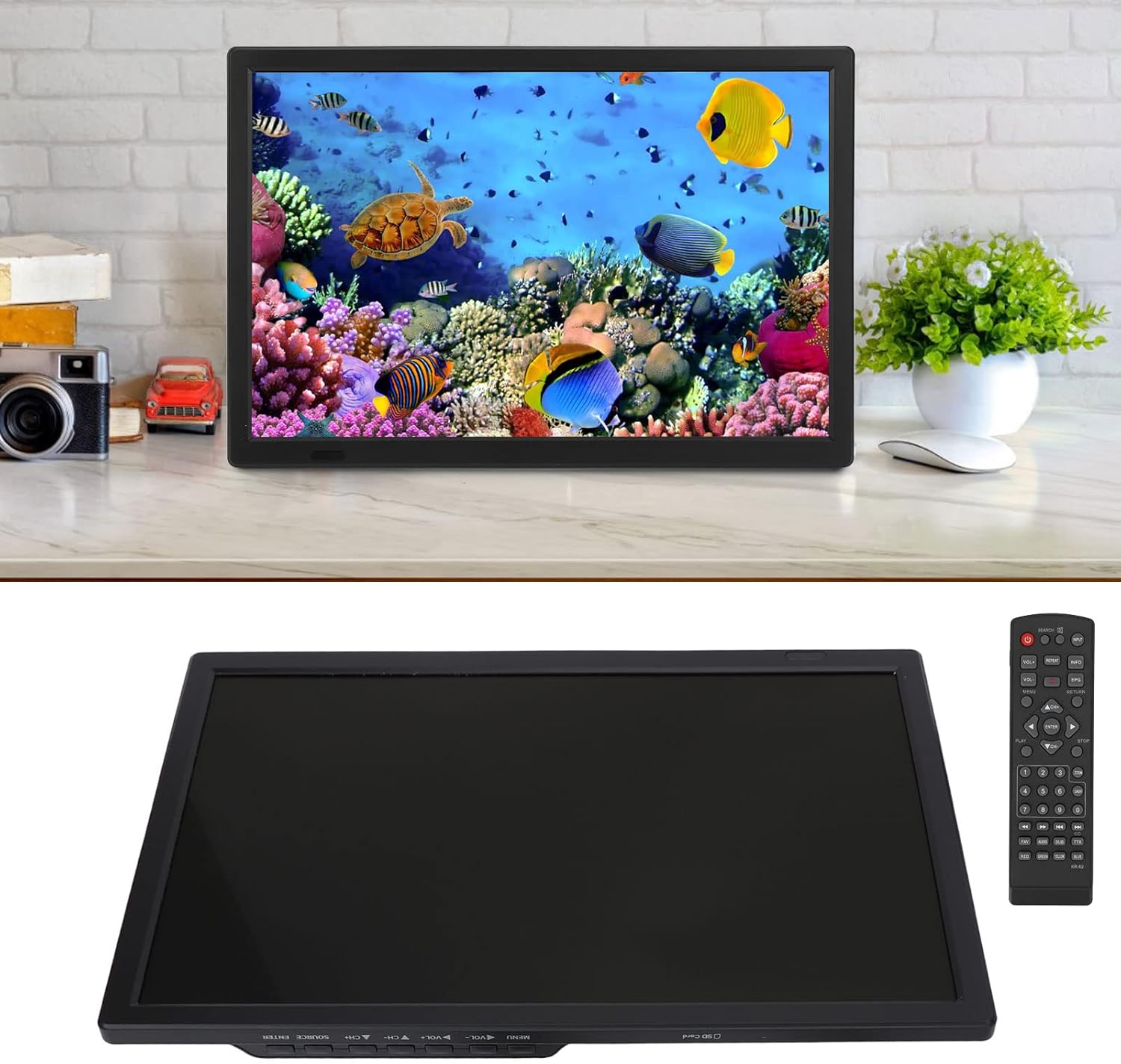 16" Digital Television,ATSC Portable TV 1280x800 LED Television Video Player,with 1800mAh Rechargeable Battery,Antenna, AV ,Headphone, HDMI,USB Interface