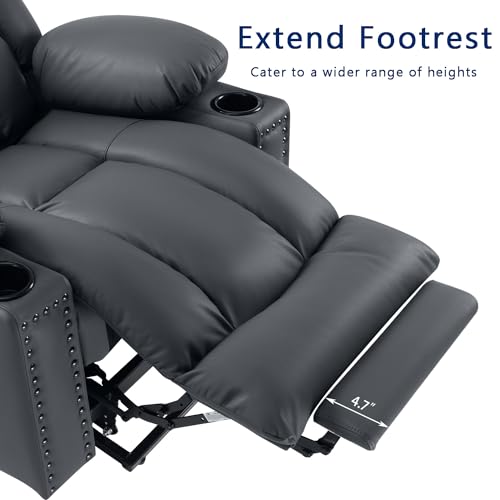 Large Power Lift Chairs Recliners for Elderly with Heated and Massage, Overstuffed Adjustable Lift Chairs, 3 Positions, Breathable Leather, USB-A and USB-C, Cup Holder, Side Pocket Dark Brown