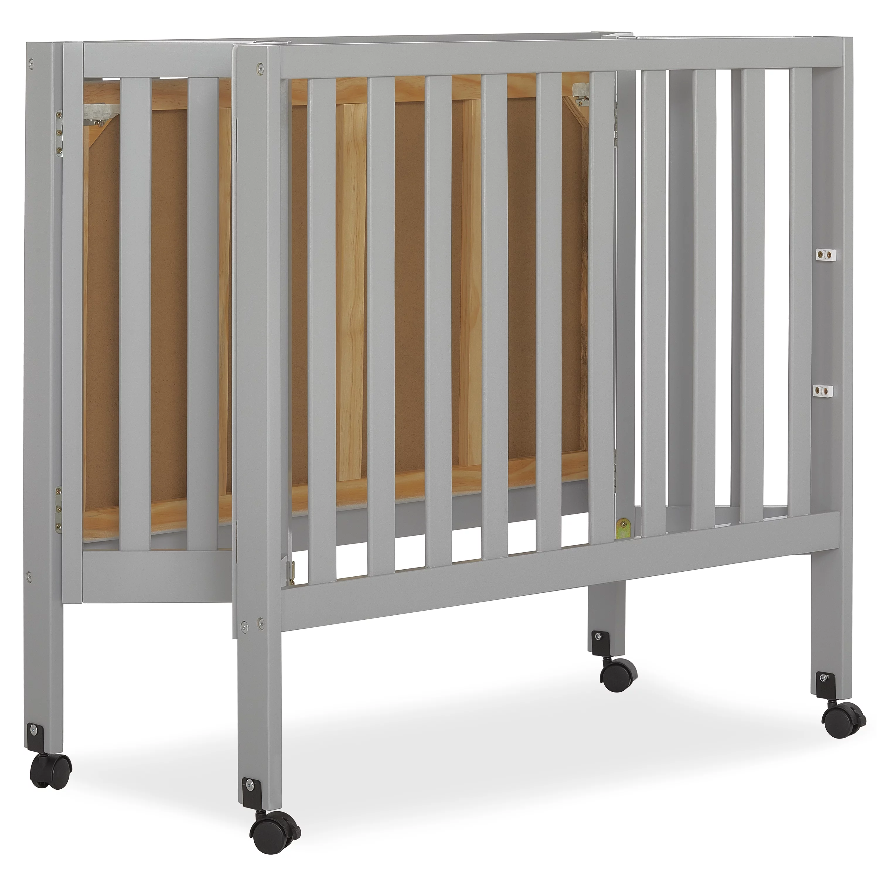 Dream On Me Jett Non-Full Size Folding Crib in Pebble Grey, Patented Folding System