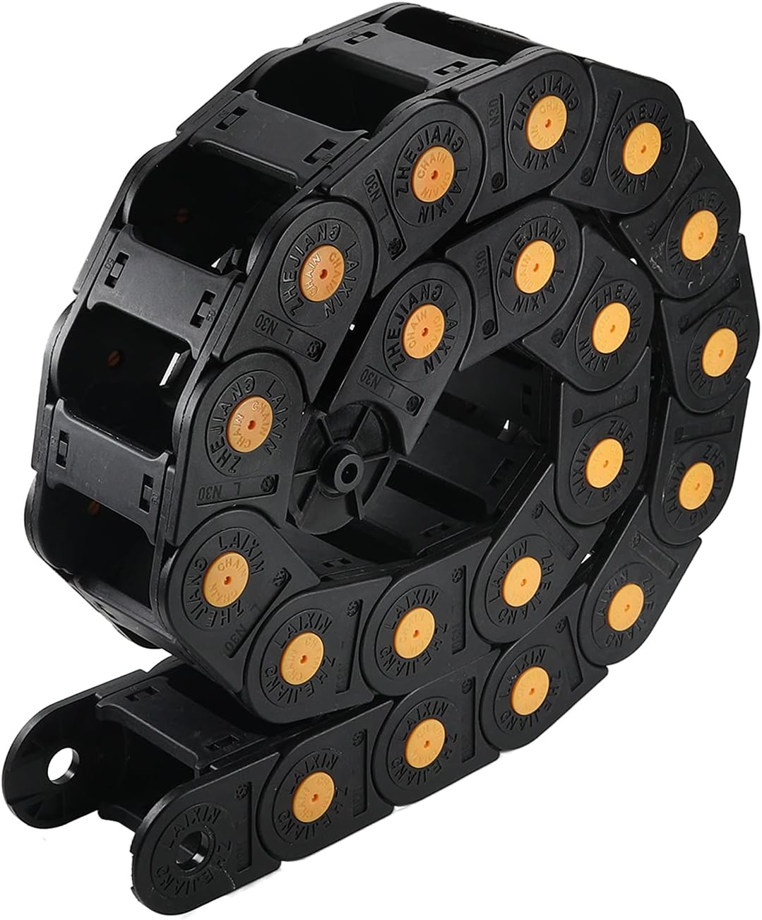 Fielect Drag Chain Cable Carrier Open Type with End Connectors R100 35X100mm 1 Meter Plastic for Electrical CNC Router Machines Black 1Pcs