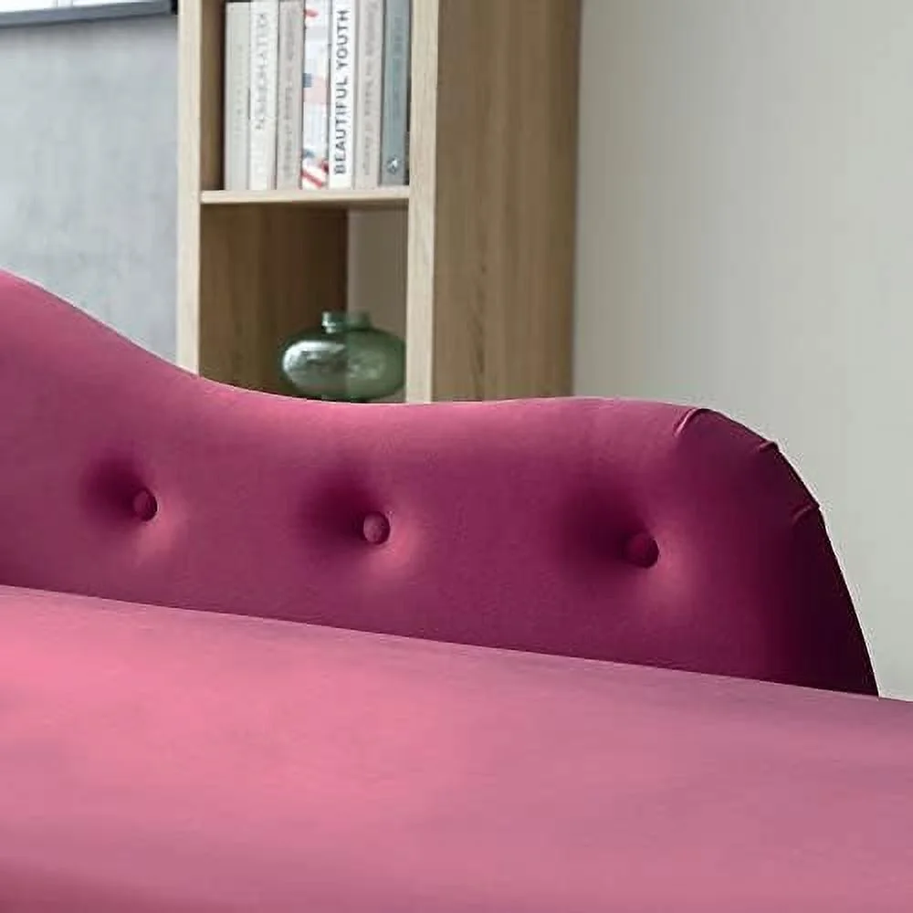 xrboomlife Tufted Velvet Chaise Lounge Indoor with   Upholstered Rolled Arm Chaise Lounges Indoor Chair  Right Arm Facing Chaise Lounge with Nailhead Trim for Living Room Bedroom Office W