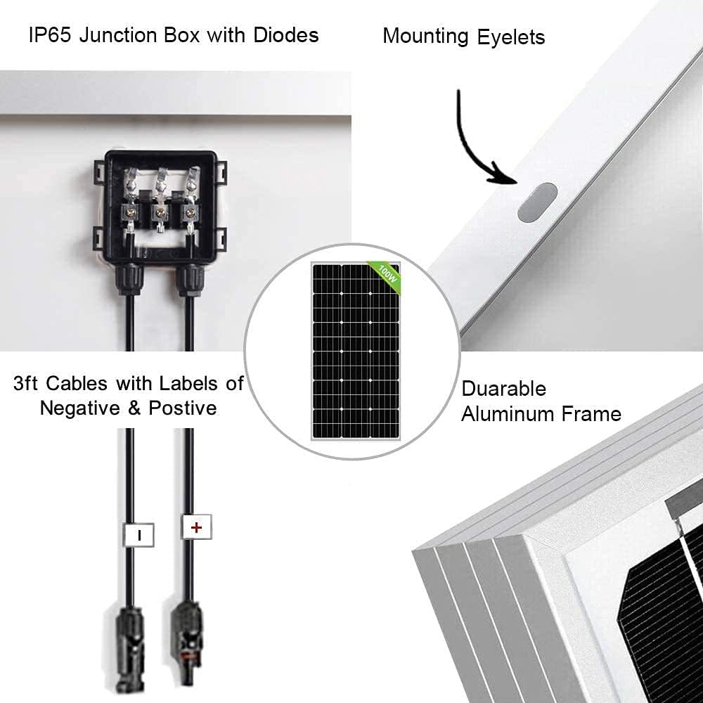 ECO-WORTHY 400 Watt 24 Volt Solar Panel Kit Off Grid with 4pcs 100W Solar Panels + 60A Charge Controller + Accessories Needed for RV, Cabins, Caravan, Shed，etc