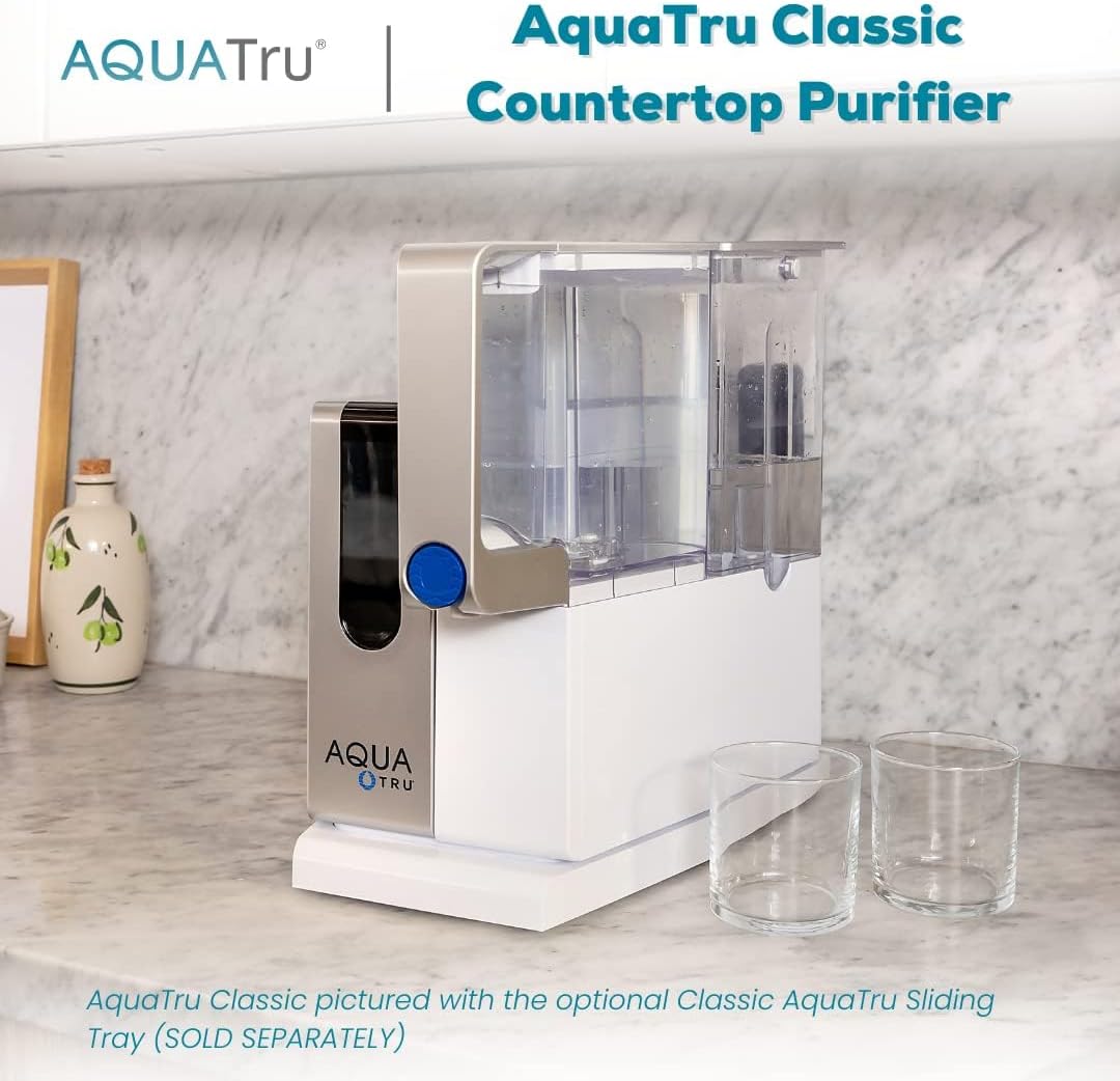 AquaTru Classic Countertop Water Filtration Purification System for PFAS & Other Contaminants with Exclusive Ultra RO Technology -No Installation-BPA Free & AquaTru Stainless Steel Water Bottle Bundle