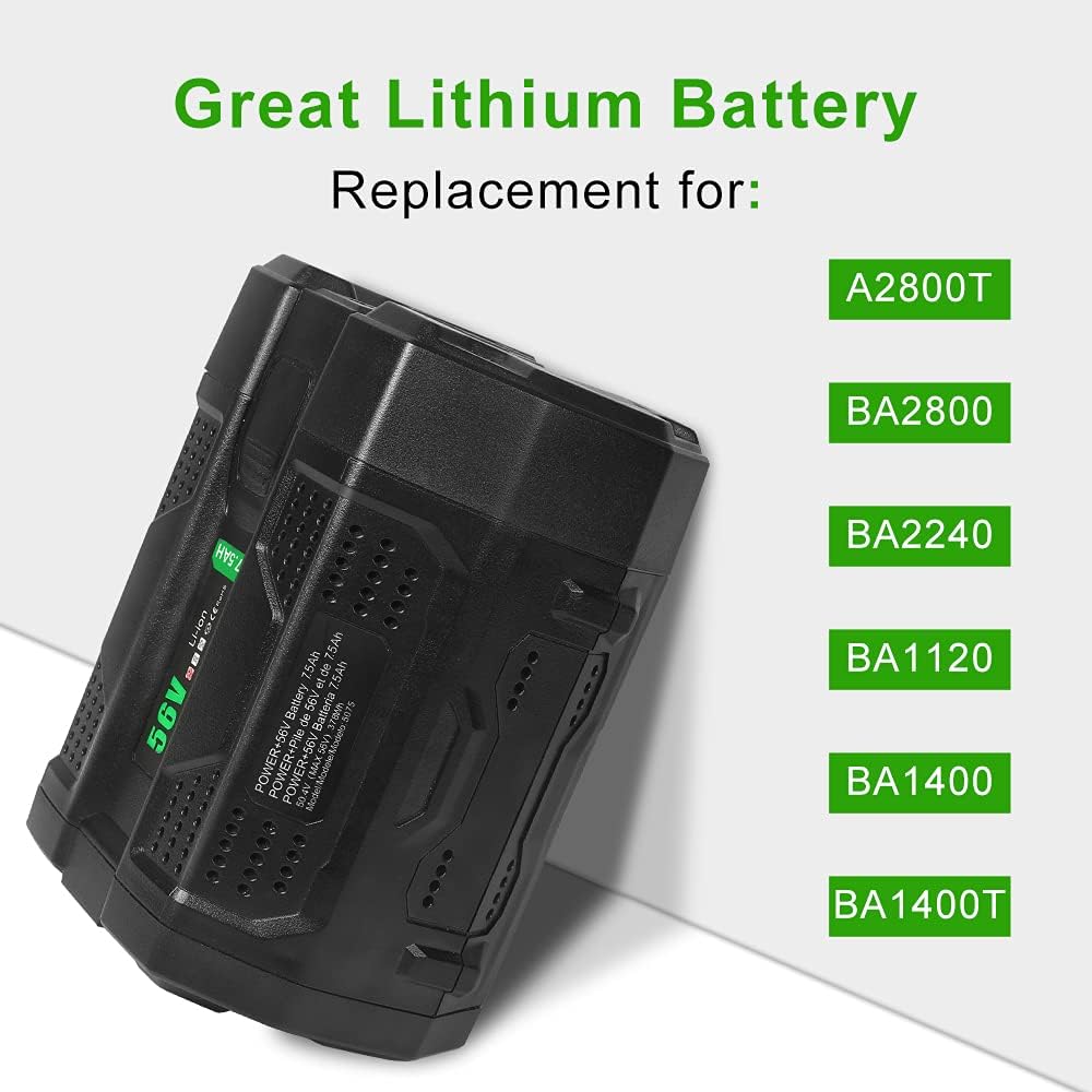 56 Volt 7.5 Ah Lithium Battery Replacement for BA4200 BA4200T BA5600T Batteries 7500mah with Power Indicator, Compatible with All Power Tools (Battery Holder Included)