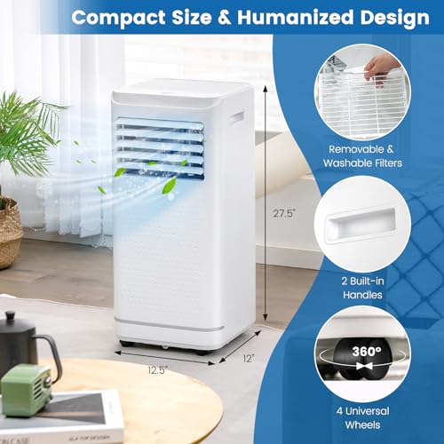 ARLIME Portable Air Conditioner,10000 BTU AC Unit, 3 in 1 Cooling Unit w/Dehumidifier, Fan Mode, Quiet AC Sleep Mode, 24H Timer, LED Display & Remote Control, Cool Rooms up to 250 Sq.Ft