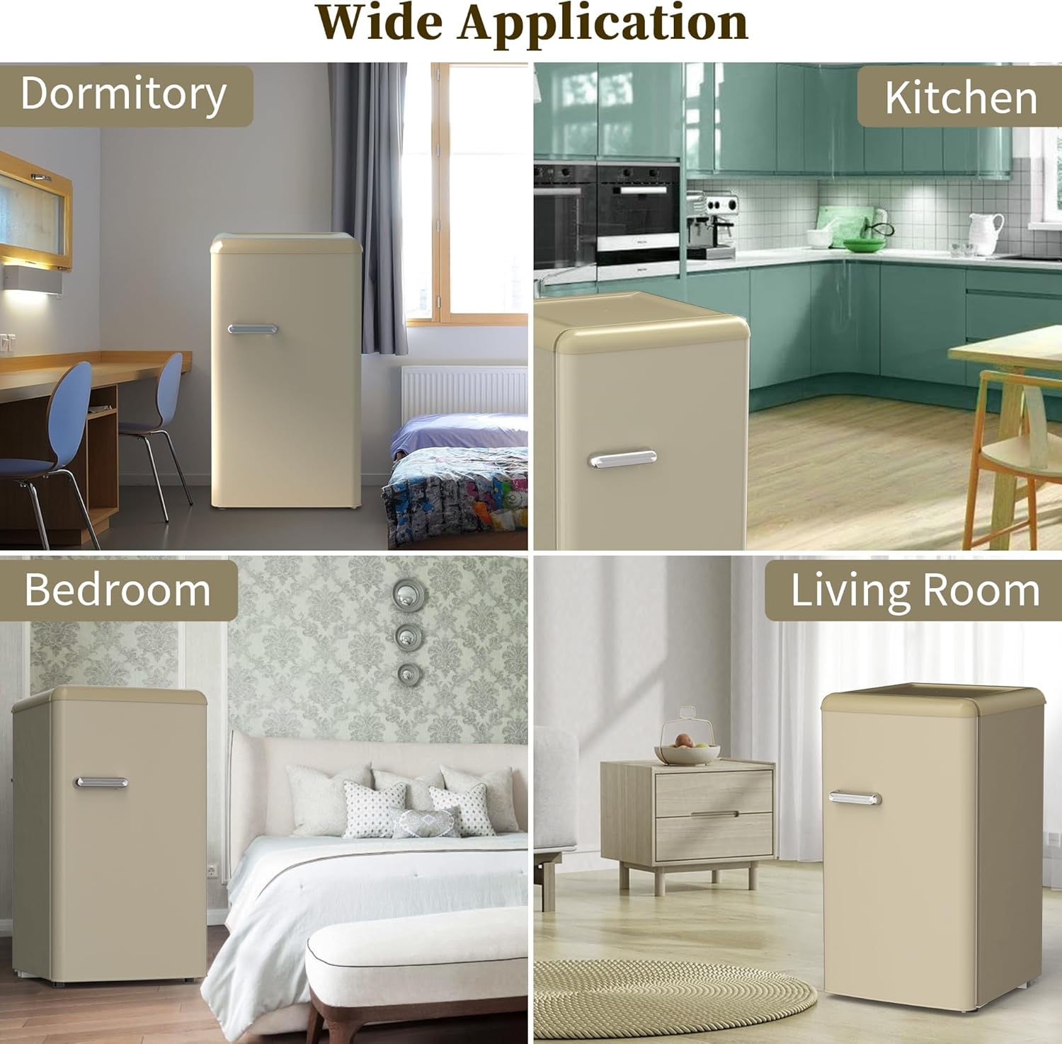 Mini Fridge for Bedroom Retro Style, 3.0 Cu.Ft Mini Fridge with Freezer, Compact Fridge for Bedroom with Adjustable Shelves&Egg Tray for Dorm, Kitchen, Bedroom, Living Room, Office(Gold)