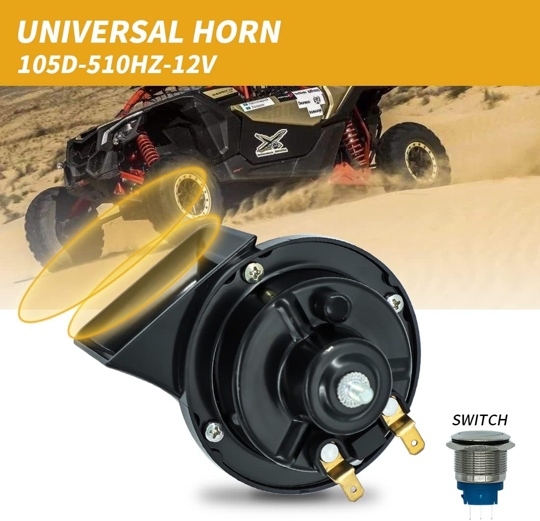 UTV/ATV Turn Signal Kit, Universal Turn Signal Assemblies with Amber LED lights, Horn and Toggle Switch Compatible with Honda Pioneer, Polaris RZR, Can-Am, Yamaha Rhino, Kawasaki