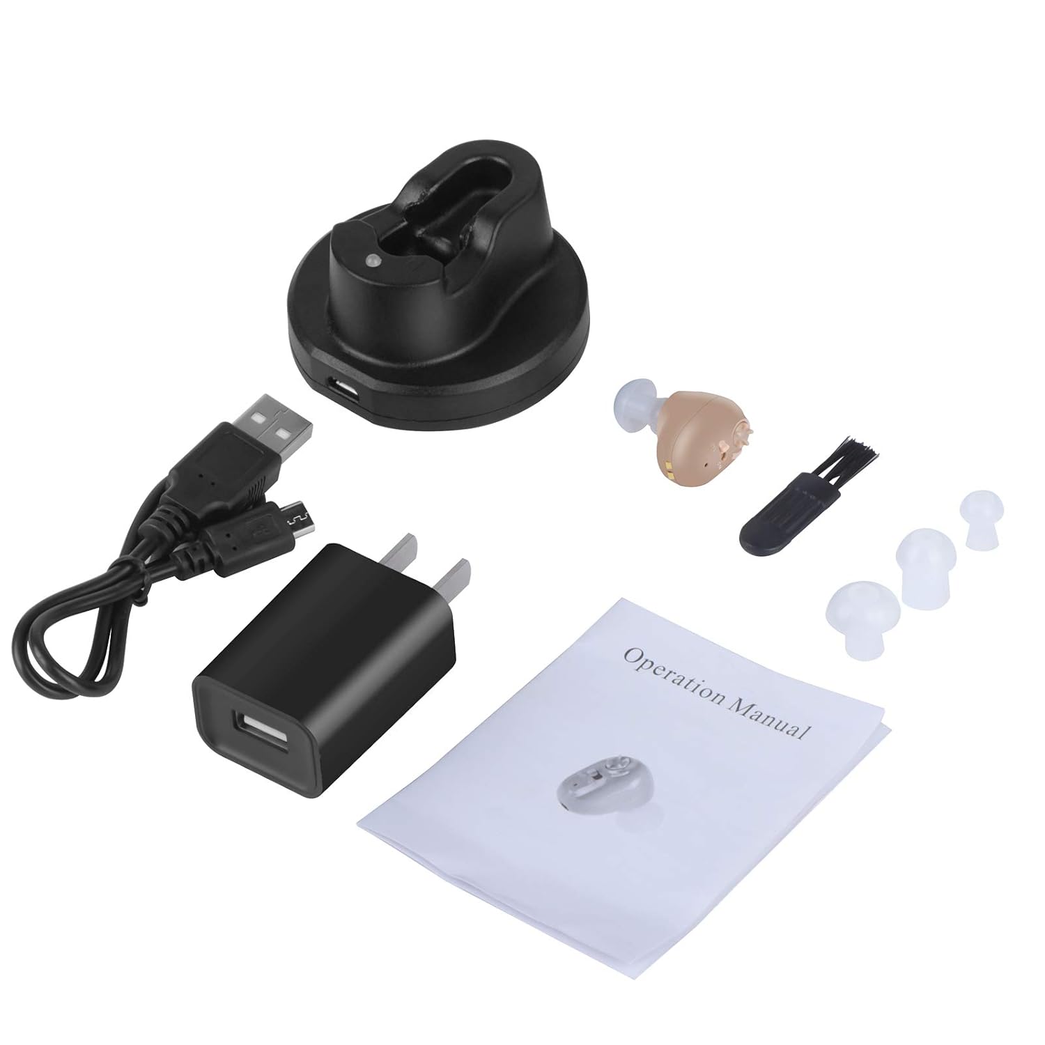 Hearing Amplifier Aid for Seniors and Adults Rechargeable with Noise Cancelling, Inner-Ear Hearing aid, Personal Hearing Enhancement Sound Devices, Suitable for Either Ear