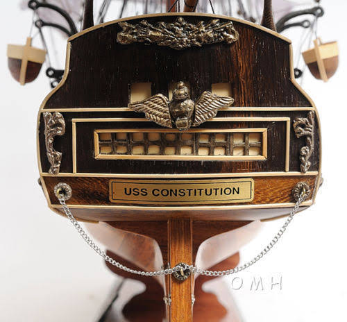 USS Constitution Old Ironsides Tall Ship Assembled 100% Handbuilt Wooden Model