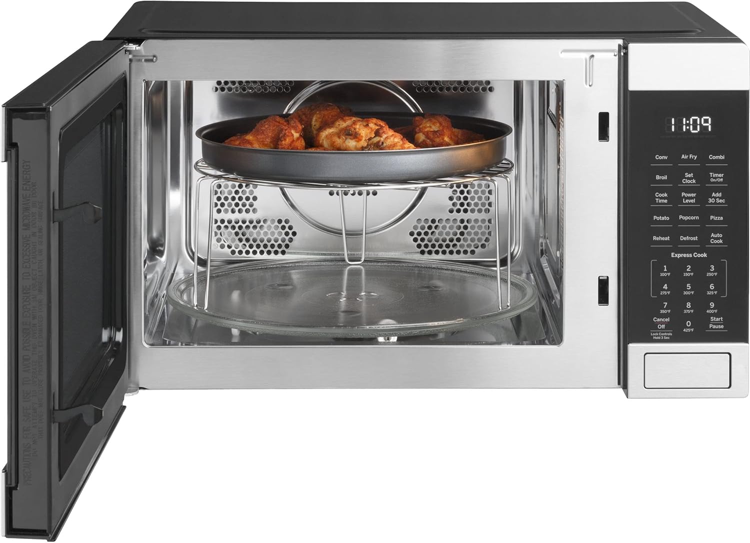 3-in-1 Countertop Microwave Oven Complete With Air Fryer Broiler & Convection Mode 1.0 Cubic Feet Capacity 1050 Watts Kitchen Essentials for the Dorm Room or Countertop,Stainless Steel