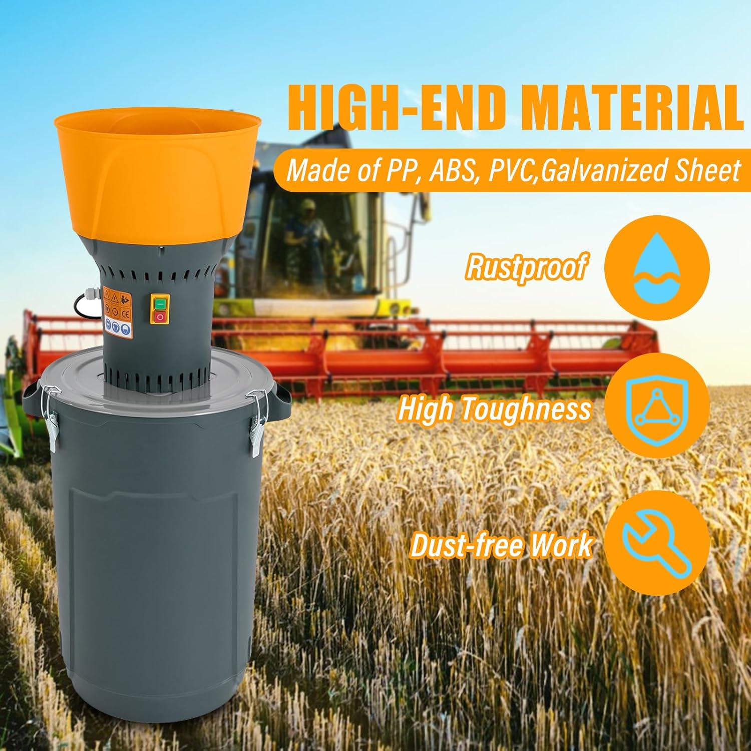Electric Grain Mill Grinder 1300W Corn Grinder 60L/15.85Gal Kitchen Mill Grinder High Speed Dry Grain Mill Grinder with 5 Grinding Sieves Wheat Grinder for Grinding Wheat Corn Rice | US STOCK