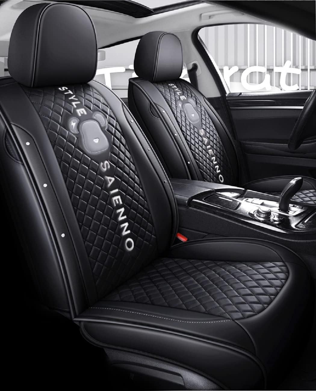 SA02 Leather Seat Covers 5-Seater Full Set, Universal Type, Suitable for Most Cars,Cars,SUV, Pickup Ttrucks, Airbags CompatibleCar Seat Cushion Protectors (Martha Red)