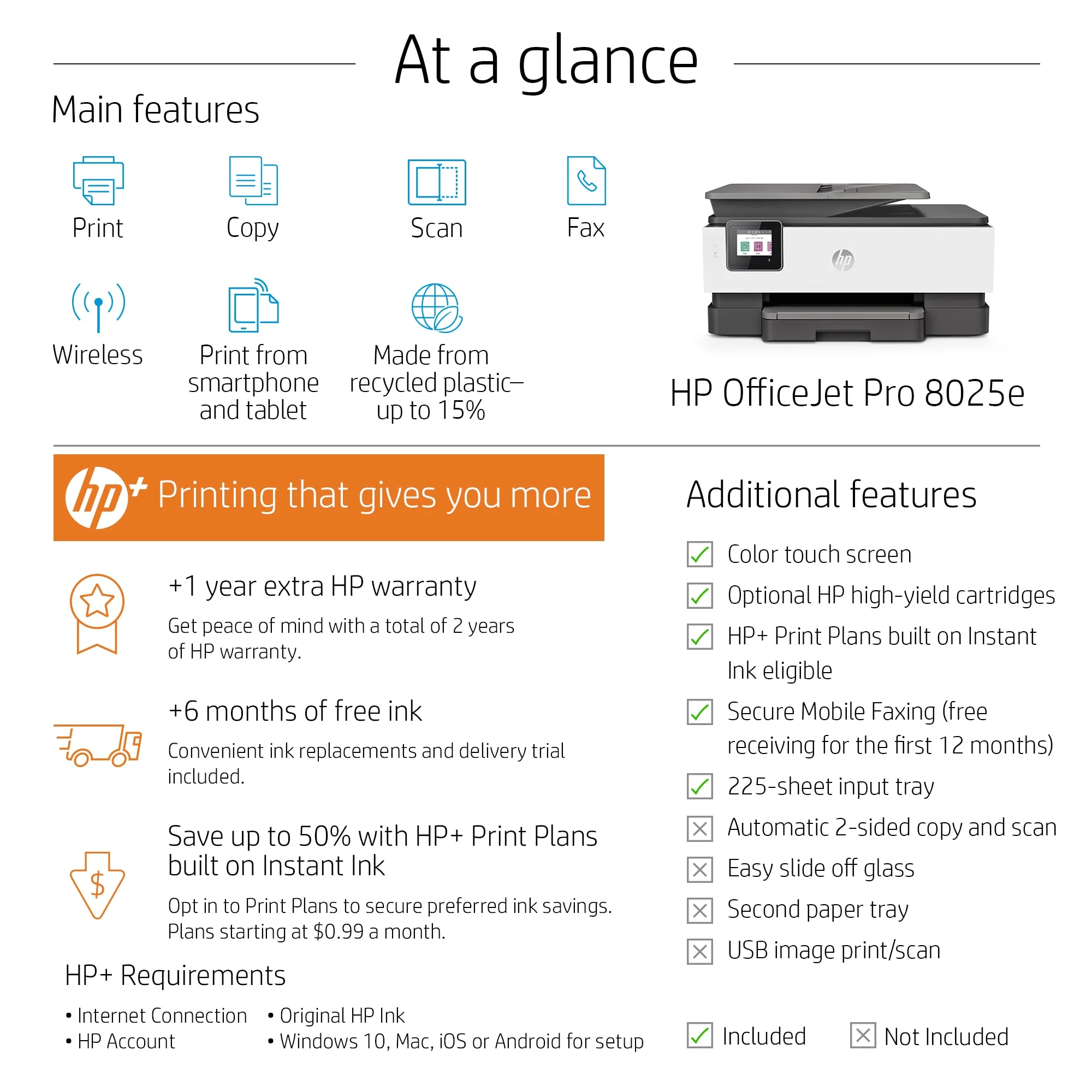 HP OfficeJet Pro 8025e All-in-One Printer w/ bonus 6 months Instant Ink through HP+