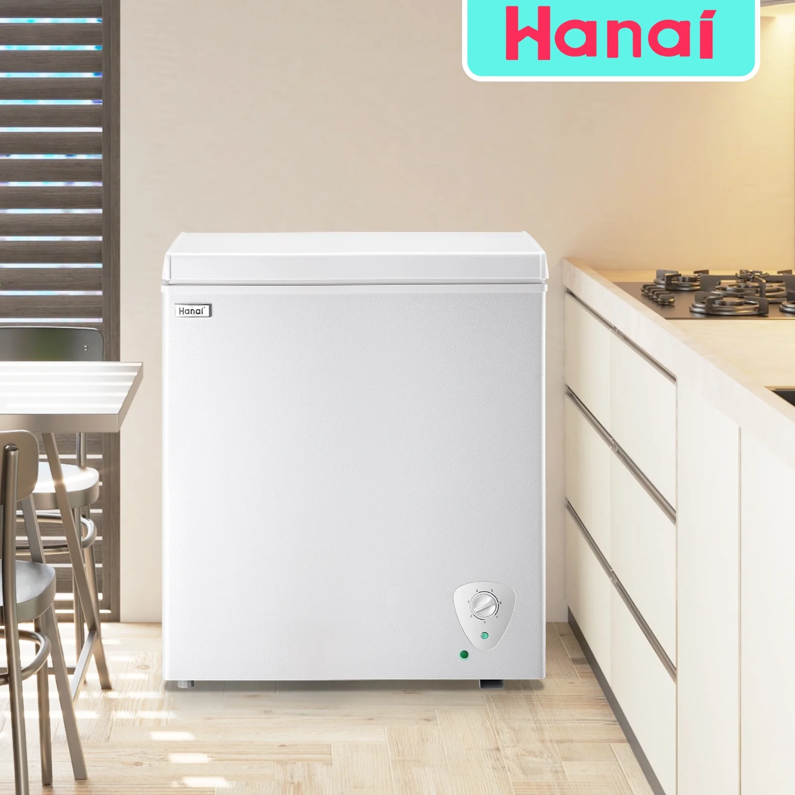 WANAI White Chest Freezer Small Deep Freezer 5.0 Cu.ft Fast Freezing Freezers with 7 Temp Control