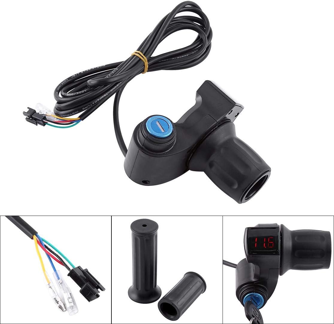 Zerodis Handlebar Grips, 12V-99V Electric Bike Scooter Half Wrist Throttle Grip Handle Half Twist Throttle Electric Bike Motor Scooter Speed Controller & Cable Set