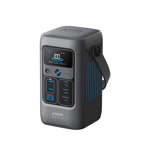 Anker SOLIX C200 DC Power Bank Station and 60W Solar Panel, 192Wh Portable Power Station, LiFePO4 Battery, 200W Solar Generator, for Outdoor, Camping, Traveling, and Emergencies