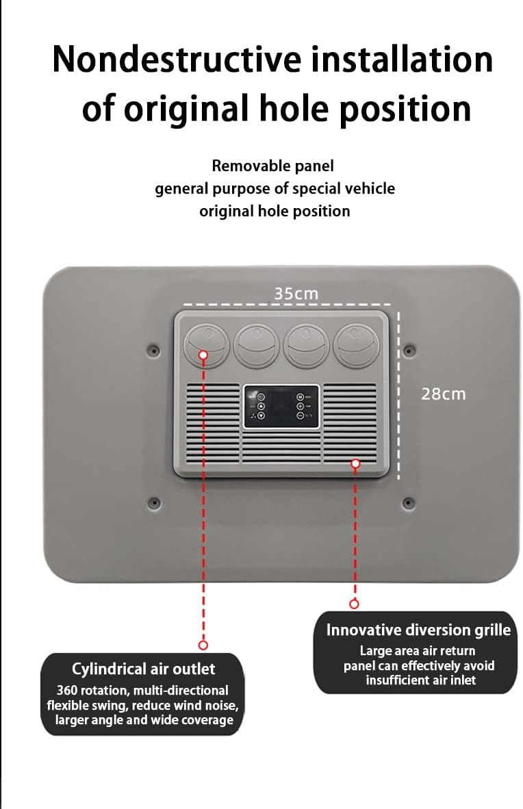 RV Rooftop dc Air Conditioner Unit 12 Volt, Treeligo High Efficient RV AC Unit-Cooling Only-Low Noise for Car RV Truck Camper
