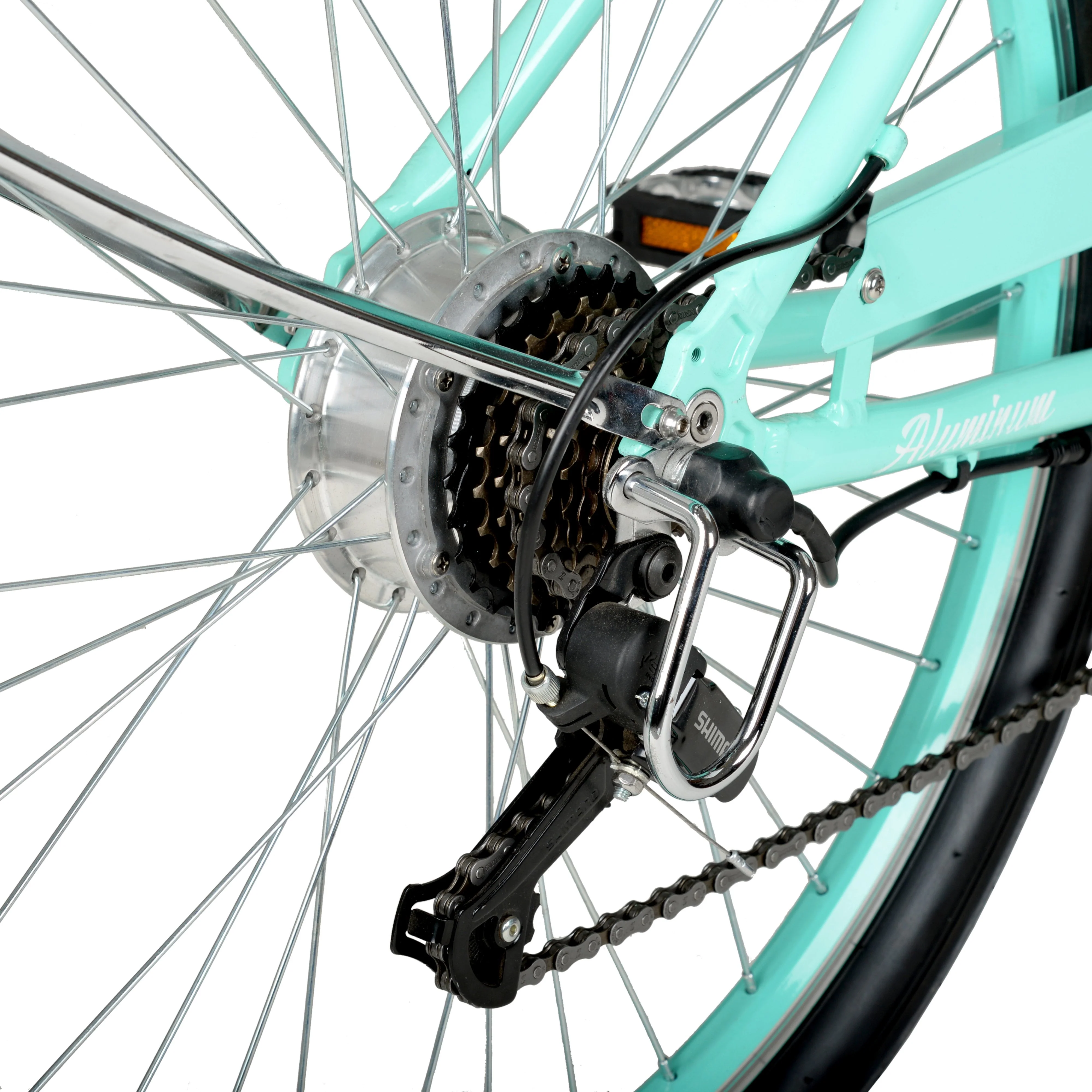 Hyper Bicycles E-Ride 26 Ladies 36V Electric Cruiser E-Bike for Adults, Pedal-Assist, 250W Motor, Turquoise