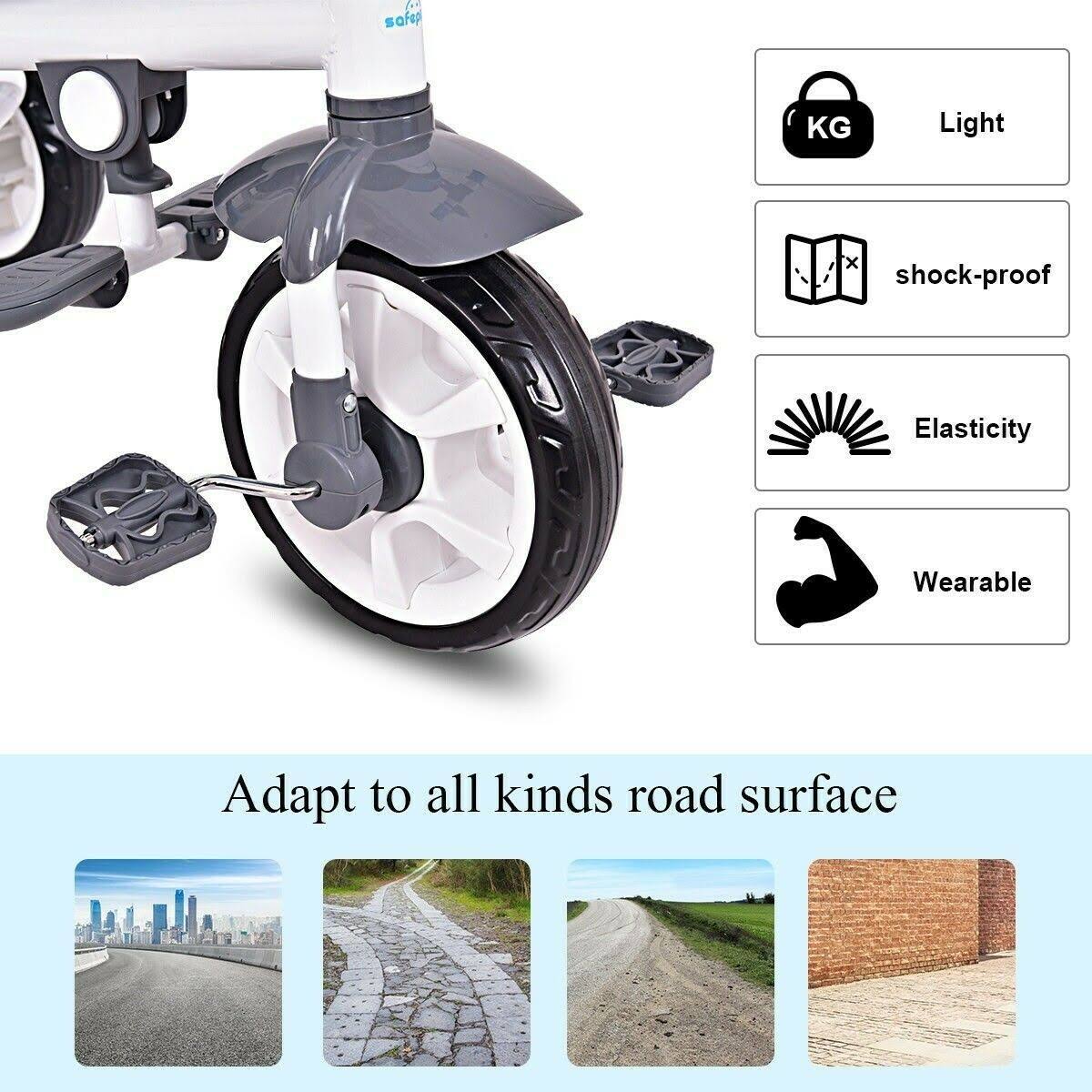 4-in-1 Detachable Baby Stroller Tricycle with Round Canopy