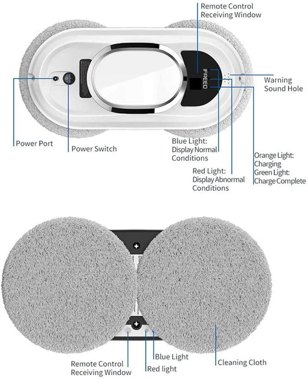 Automatic Window Cleaner Robot for Indoor/Outdoor Glass Window Cleaning, Smart Window Cleaning Robot with Remote Control
