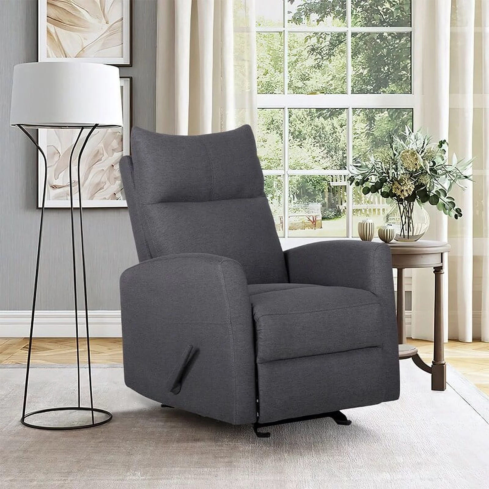 Kayto INC Fabric Rocker Recliner Chair Steel Glider Recliner Living Room Sofa