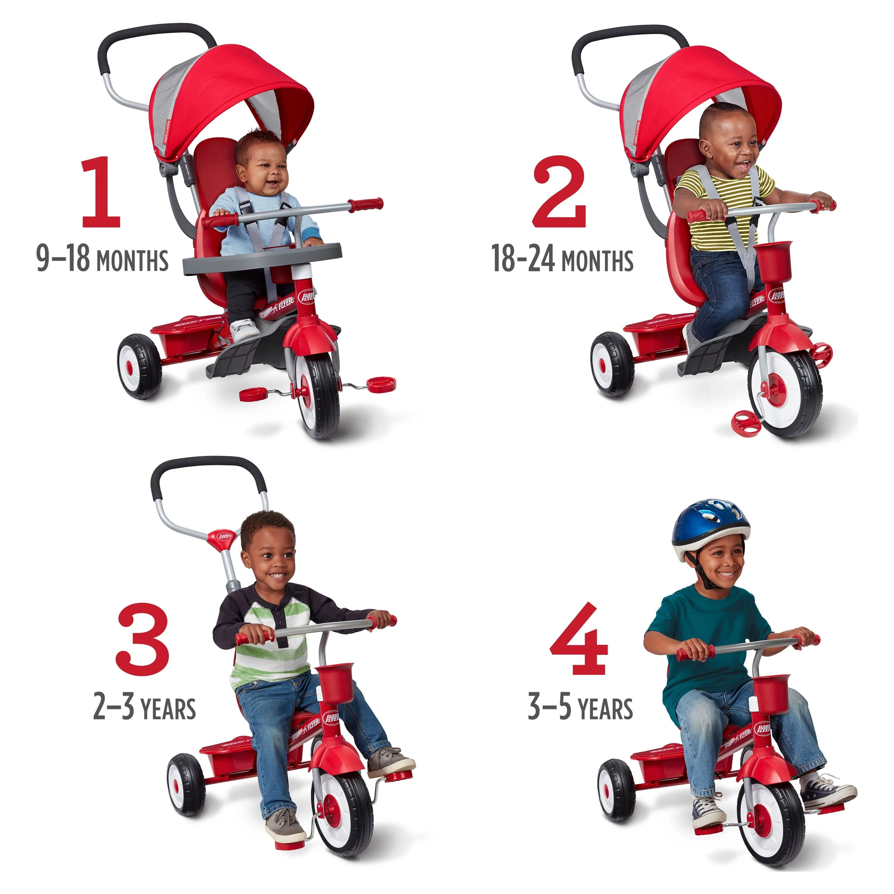 Radio Flyer, 4-in-1 Stroll 'n Trike, Grows with Child, Red