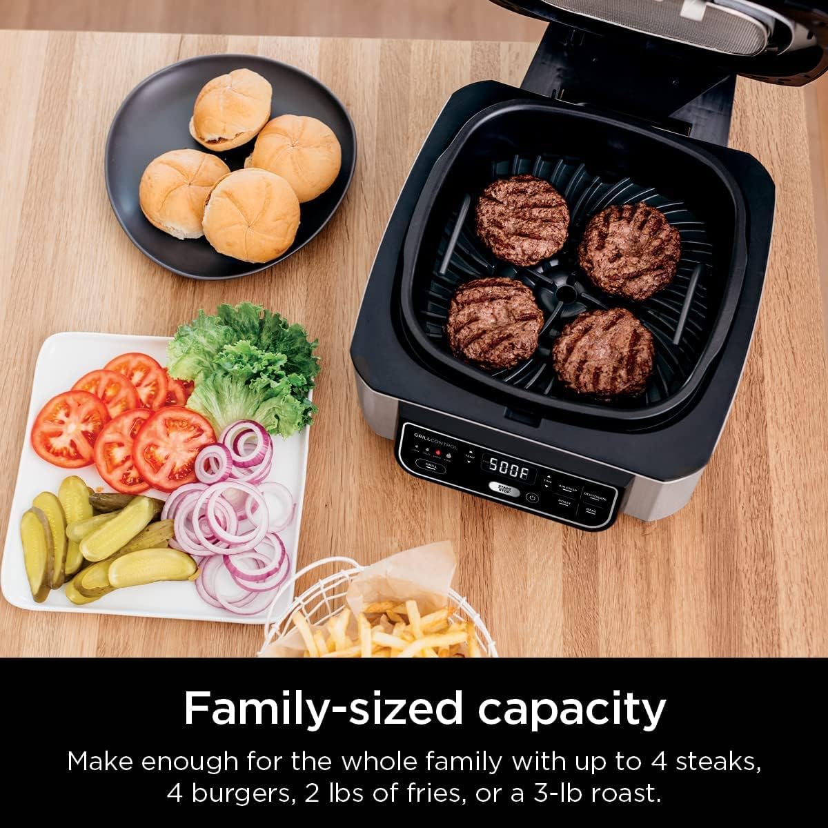 Ninja AG302HRD Foodi 5-in-1 Indoor Grill with Air Fry, Roast, Bake & Dehydrate, Red (Renewed)