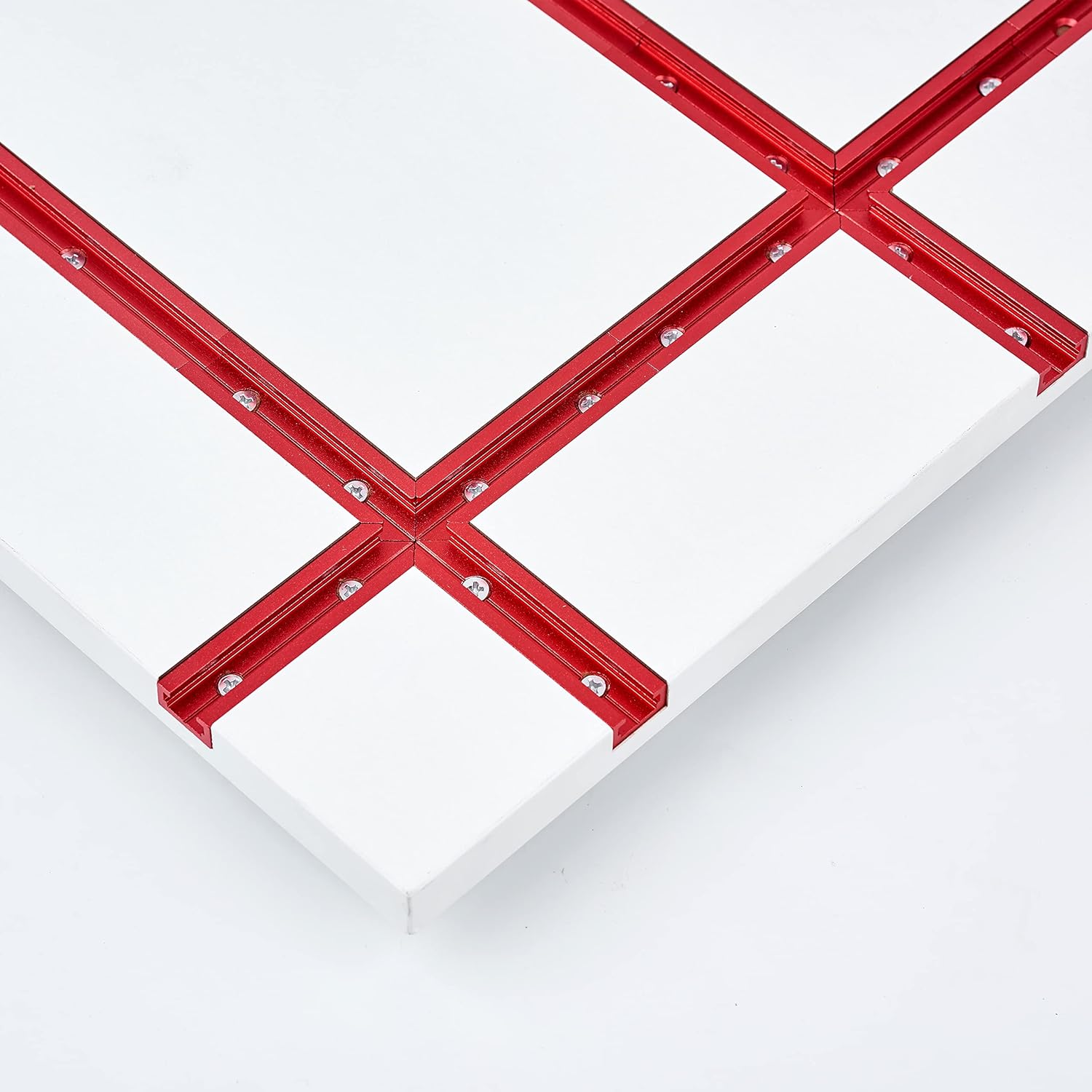 T track 48" with Wood Screws-Double Cut Profile Universal T-Track with Predrilled Mounting Holes-T Track Woodworking-Fine Sandblast Anodized-Red Color-4PK Pack of 2