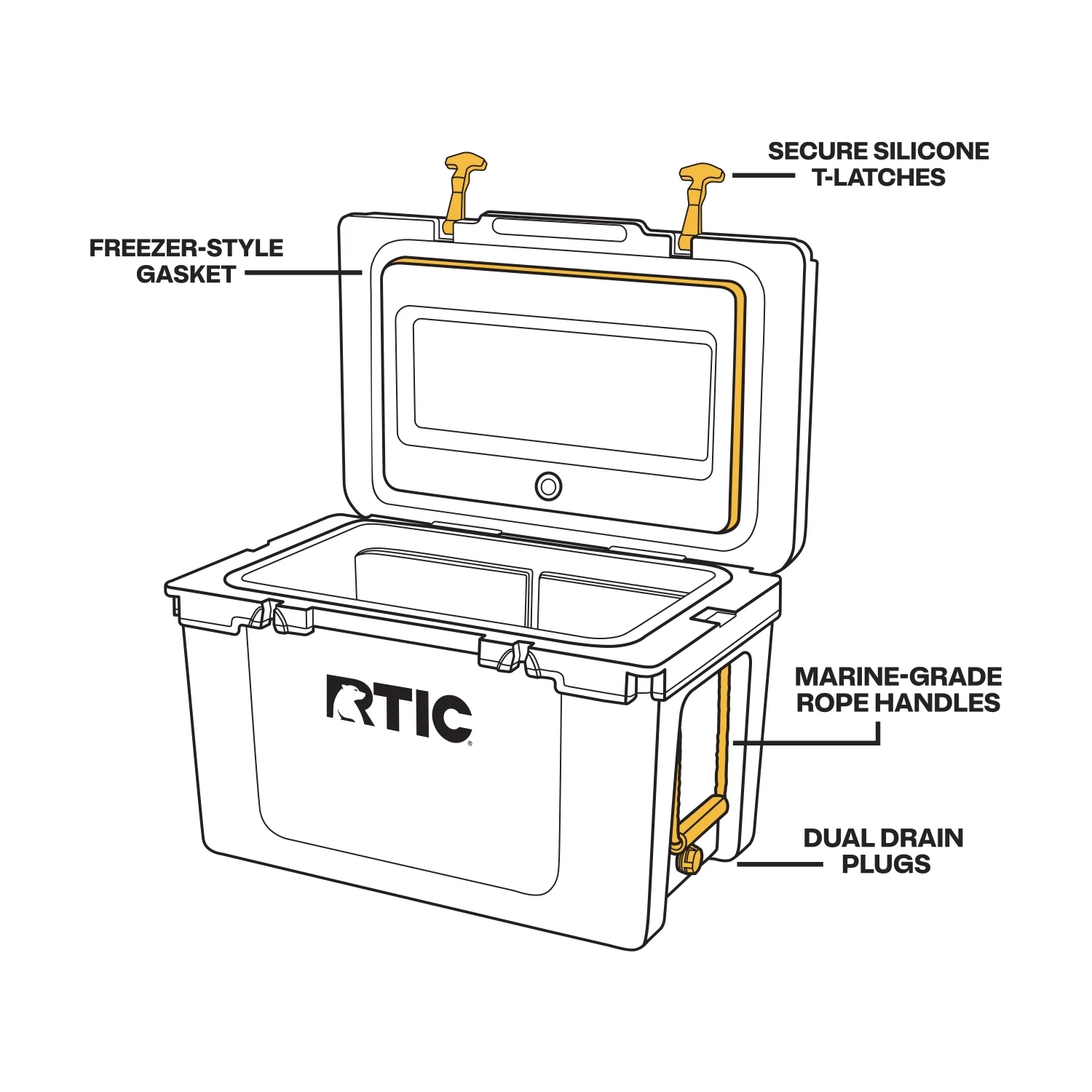 RTIC 52 QT Ultra-Light Hard-Sided Ice Chest Cooler, Dark Grey And Cool Grey, Fits 76 Cans
