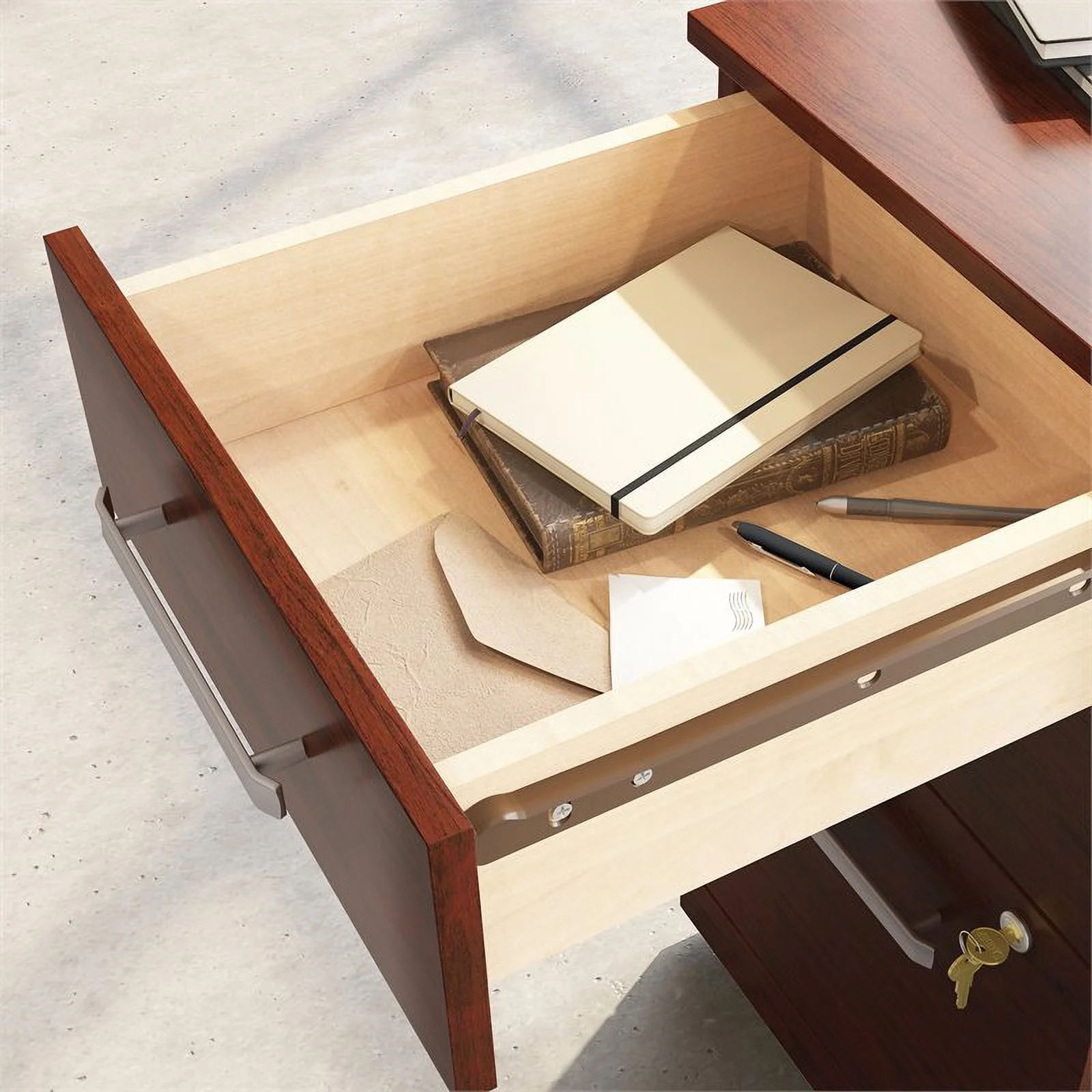 UrbanPro Engineered Wood 3-Drawer Mobile Filing Cabinet in Classic Cherry