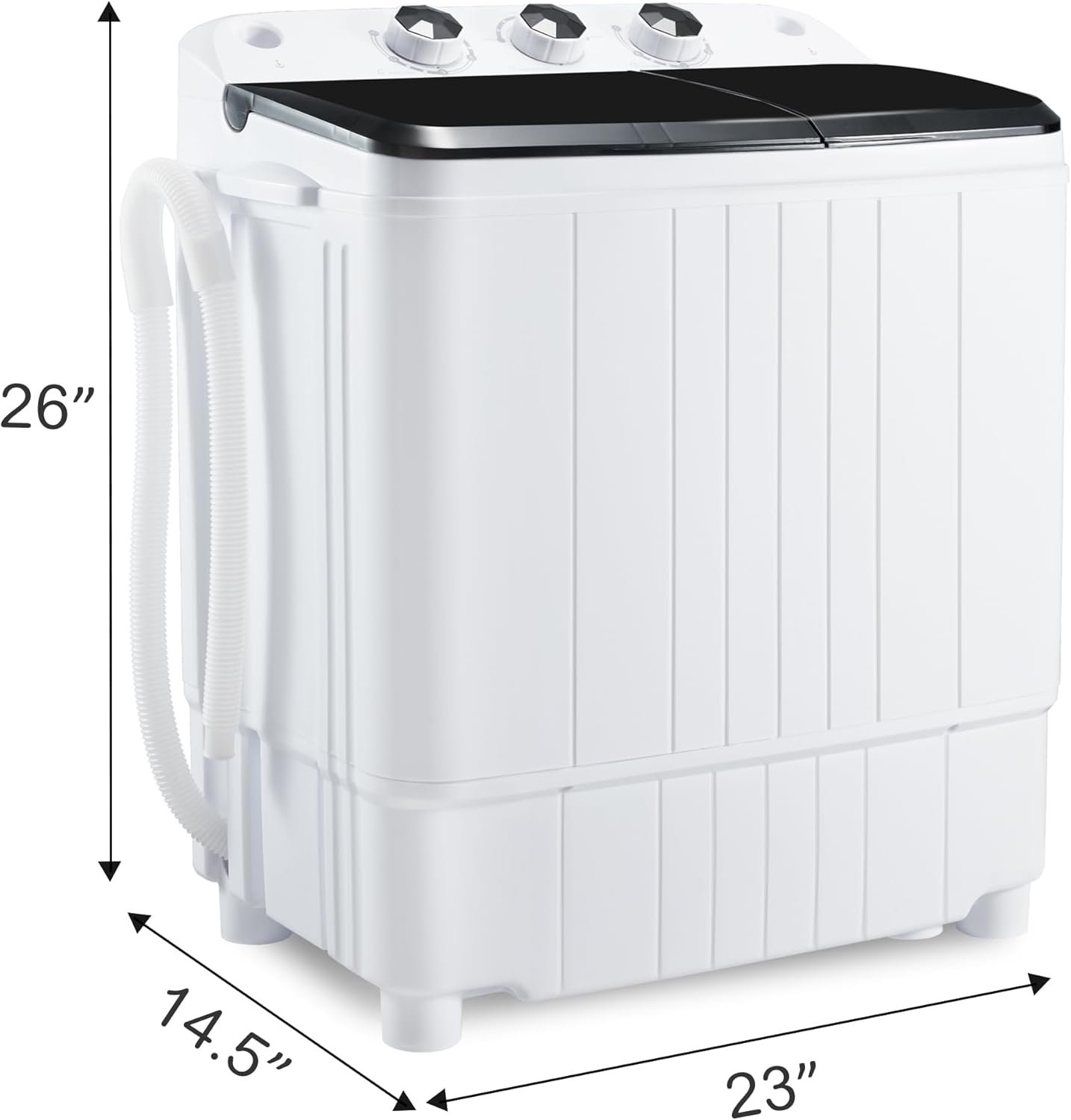 Portable washers 17.6lbs Compact Washing Machine and Spinner Twin Tub Washer and Dryers for Home Apartment Dorms,Black