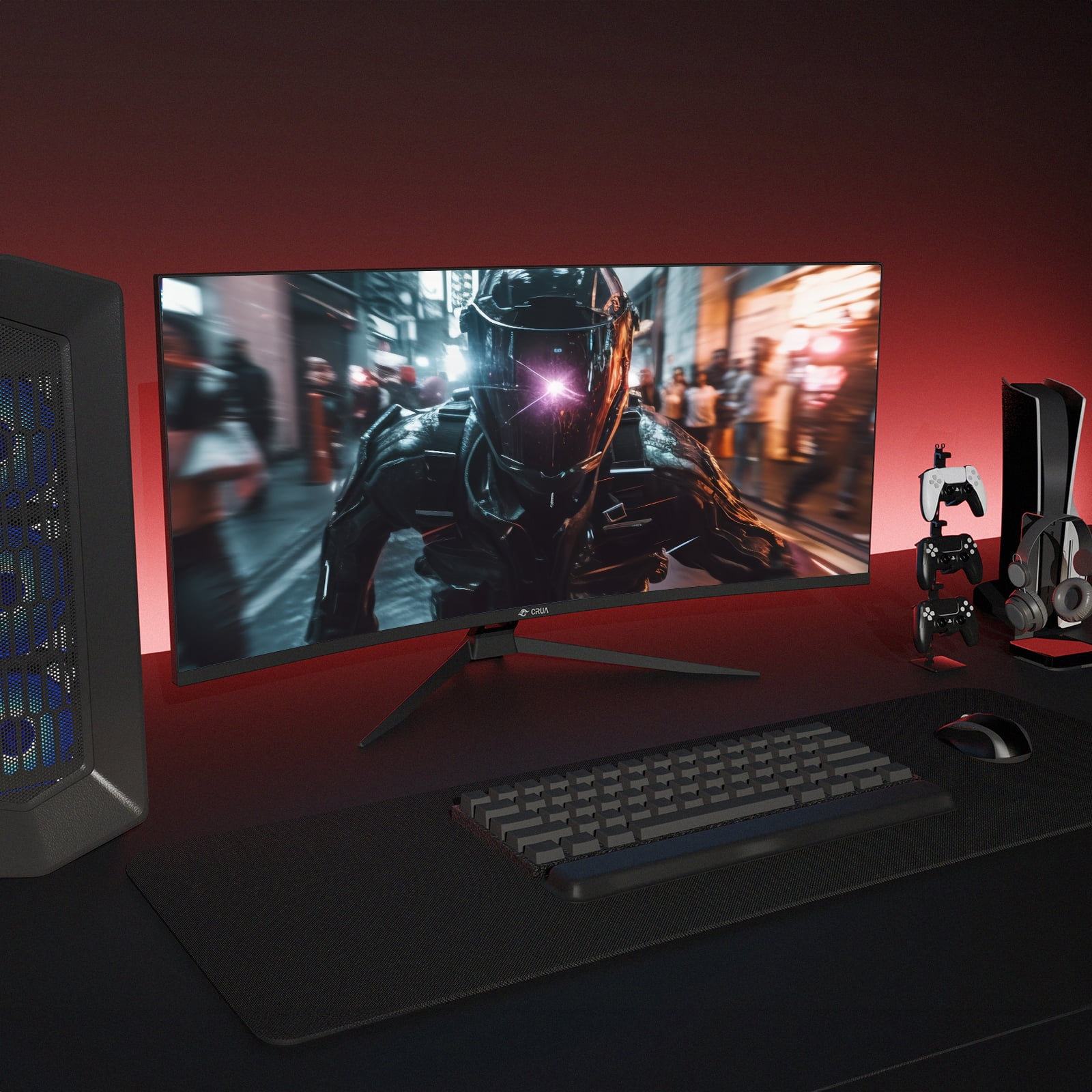 CRUA 34" Ultrawide Curved Gaming Monitor ,WFHD 3440 * 1440p/ 165Hz, 21:9 1500R Computer Monitor, 1ms(GTG) with Adaptive Sync, 99% SRGB, DP & HDMI Port, Black