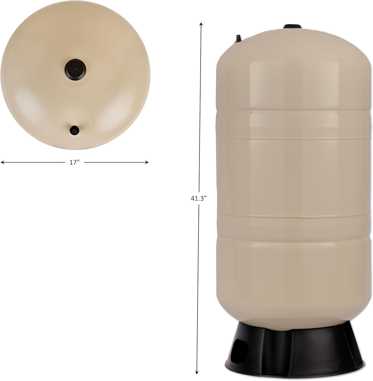 Red Lion RL34A 34-Gallon Vertical Pre-Charged Pressure Tank with Thermoplastic Base for Well Pumps, 1-Inch FNPT System Connection, Almond, 604683