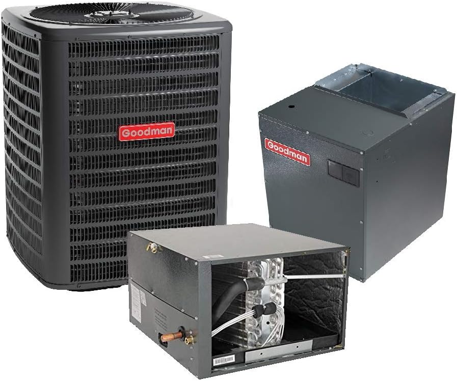 Goodman 1.5 Ton 14 SEER Air Conditioner GSX130181, Coil CHPF2430B6, Horizontal Modular Blower MBVC1200AA-1