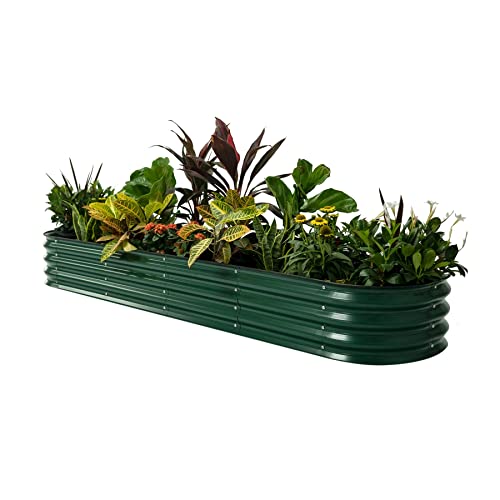 Vego garden Raised Garden Bed Kits, 17" Tall 9 in 1 8ft X 2ft Metal Raised Planter Bed for Vegetables Flowers Ground Planter Box-Modern Gray