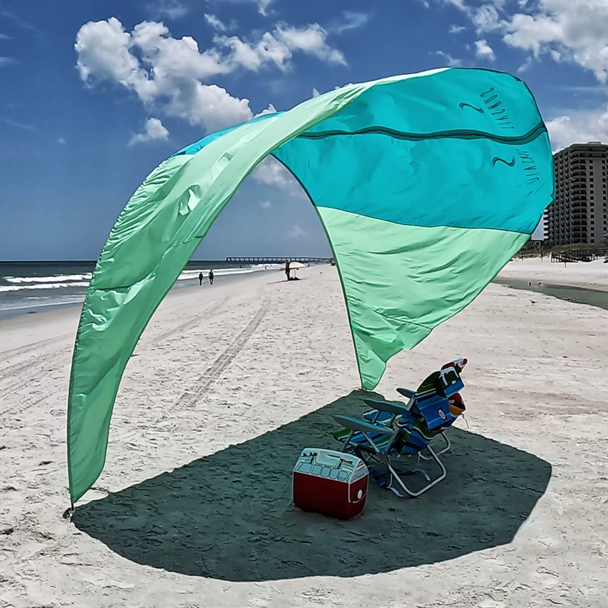 Sunsail Shade Beach Shade Tent - UV 50 Plus Protection - Easy Setup - Shade for 6 Adults - American Crafted - Sea Green