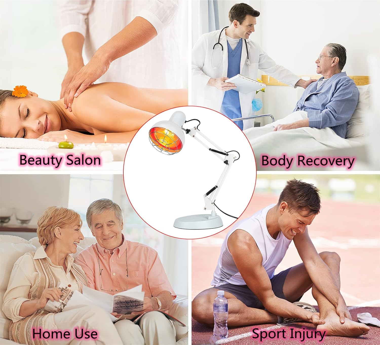 Red Light Therapy Lamp, Infrared Light Therapy Red Light & Near Infrared Light Set Heat Lamp, Infrared Lamp Therapy for Skin Care, Muscle Recovery, Body Pain Relief