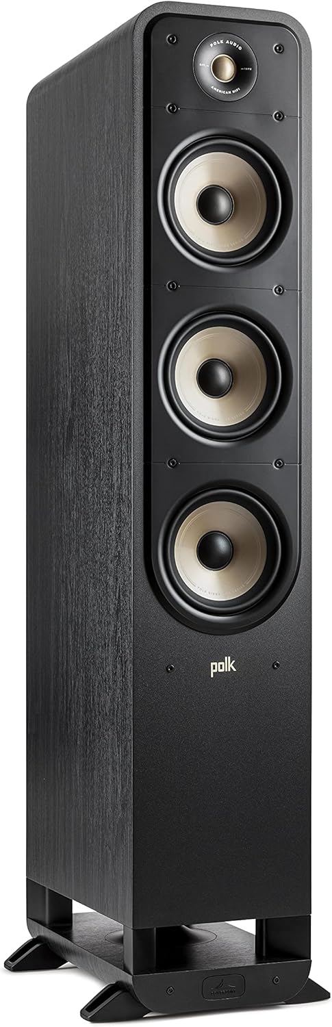 Polk Signature Elite ES60 Tower Speaker -Hi-Res Audio Certified and Dolby Atmos & DTS:X Compatible,1" Tweeter & Three 6.5" Woofers,Power Port Technology for Effortless Bass,Contemporary, Walnut,Single